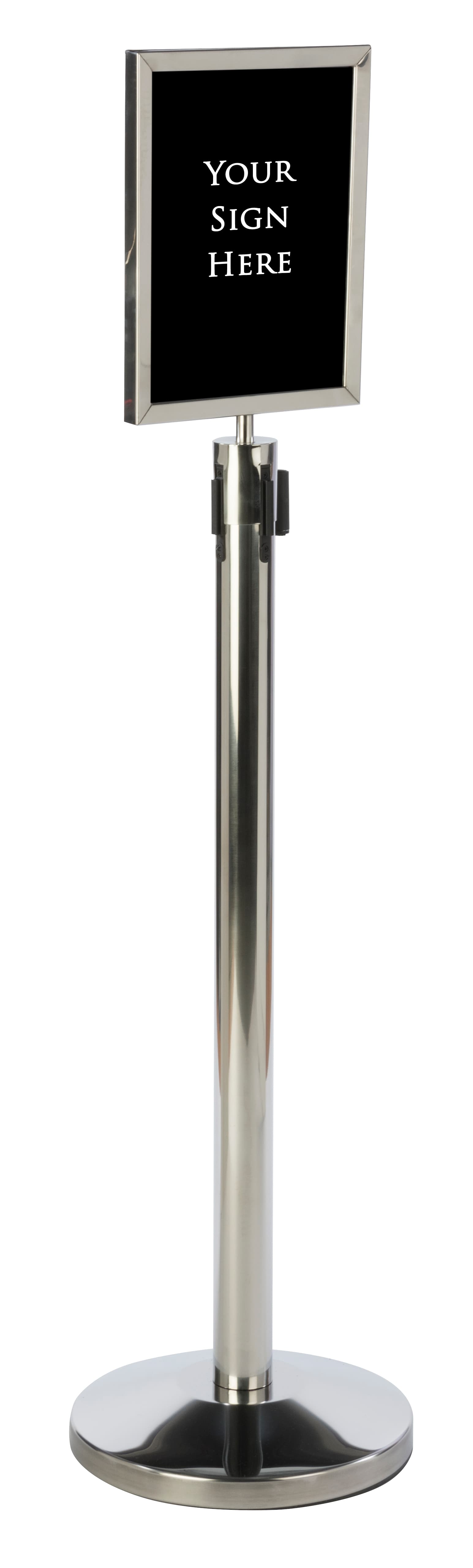 Silver 11” x 14” Stanchion Sign Holder with Anti-Glare Lenses