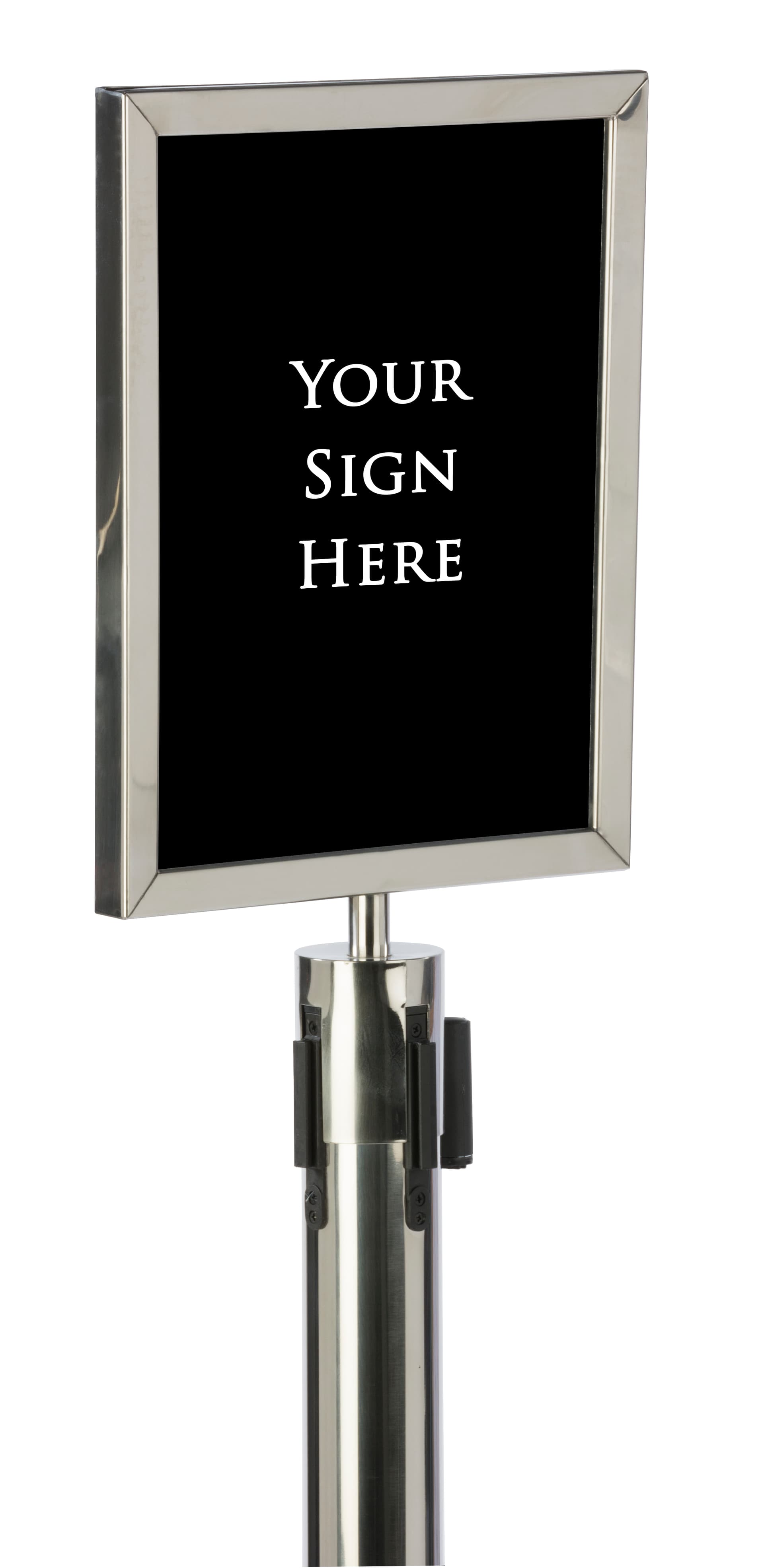 Silver 11” x 14” Stanchion Sign Holder with Thick PVC Backer