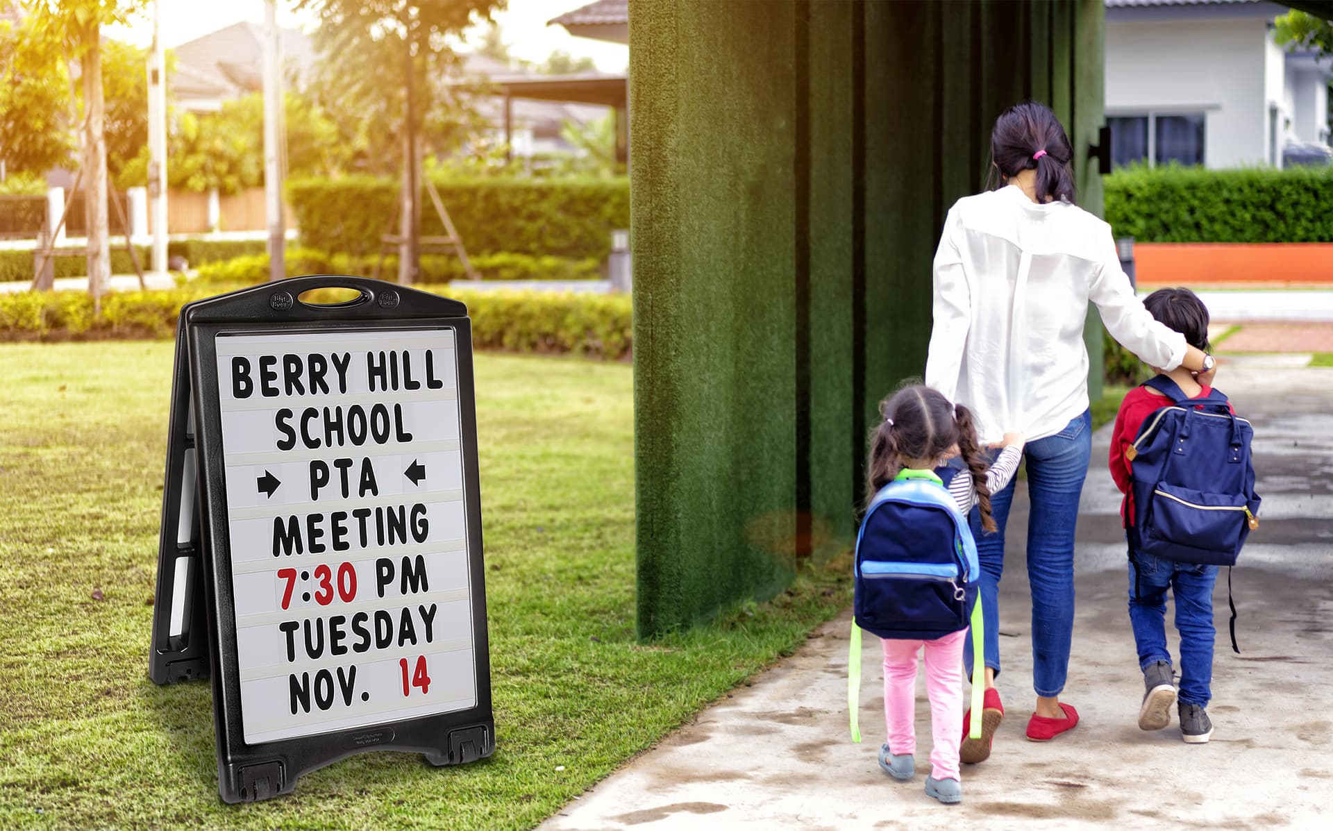 24 x 36 A-frame letter board sidewalk sign with fourteen total rows of text