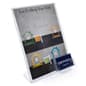 8.5" x 11" Countertop Sign Display with Business Card Holder, Slanted Back - Clear
