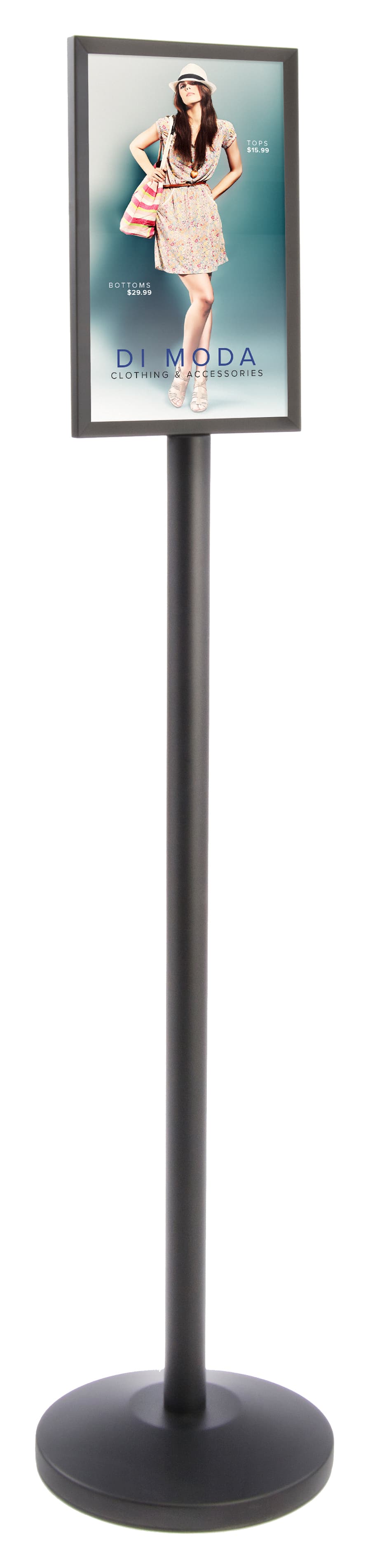 Black Stanchion with Sign Holder 