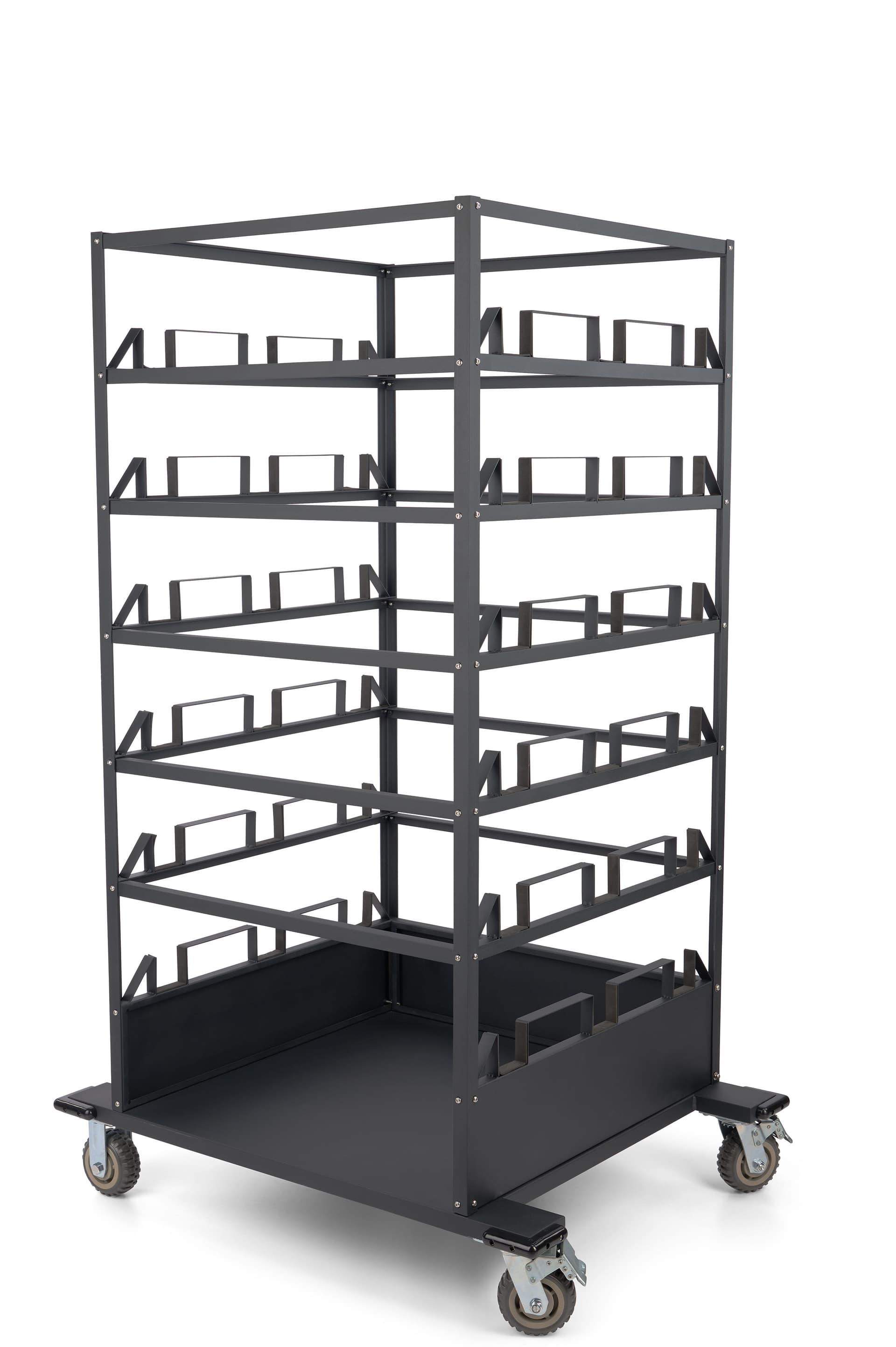 Stanchion cart with 12 support bars