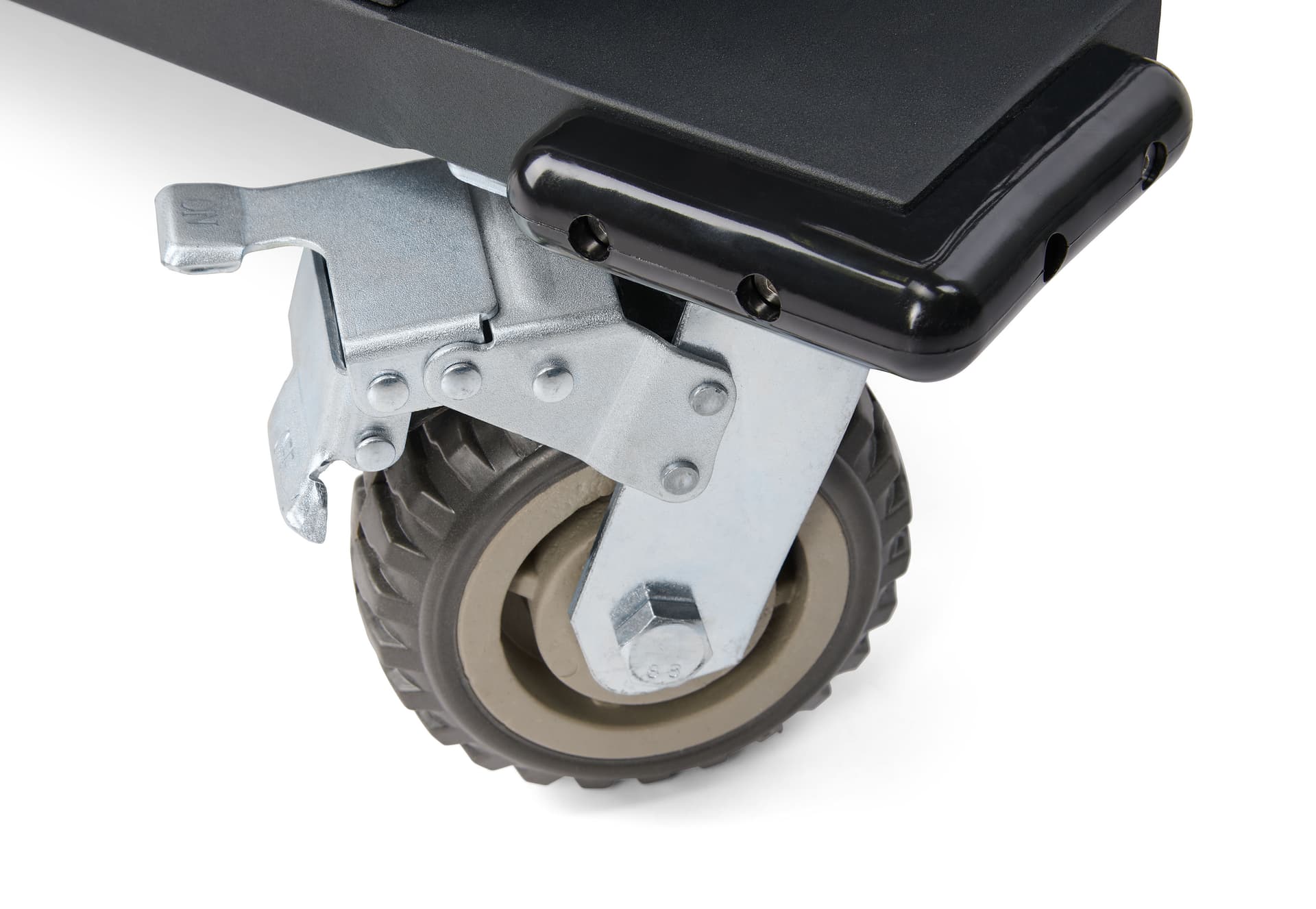 Stanchion cart with locking casters and bumpers