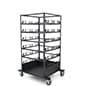 Stanchion Cart for 18 Posts with Locking Casters, Bumpers, Padding - Black