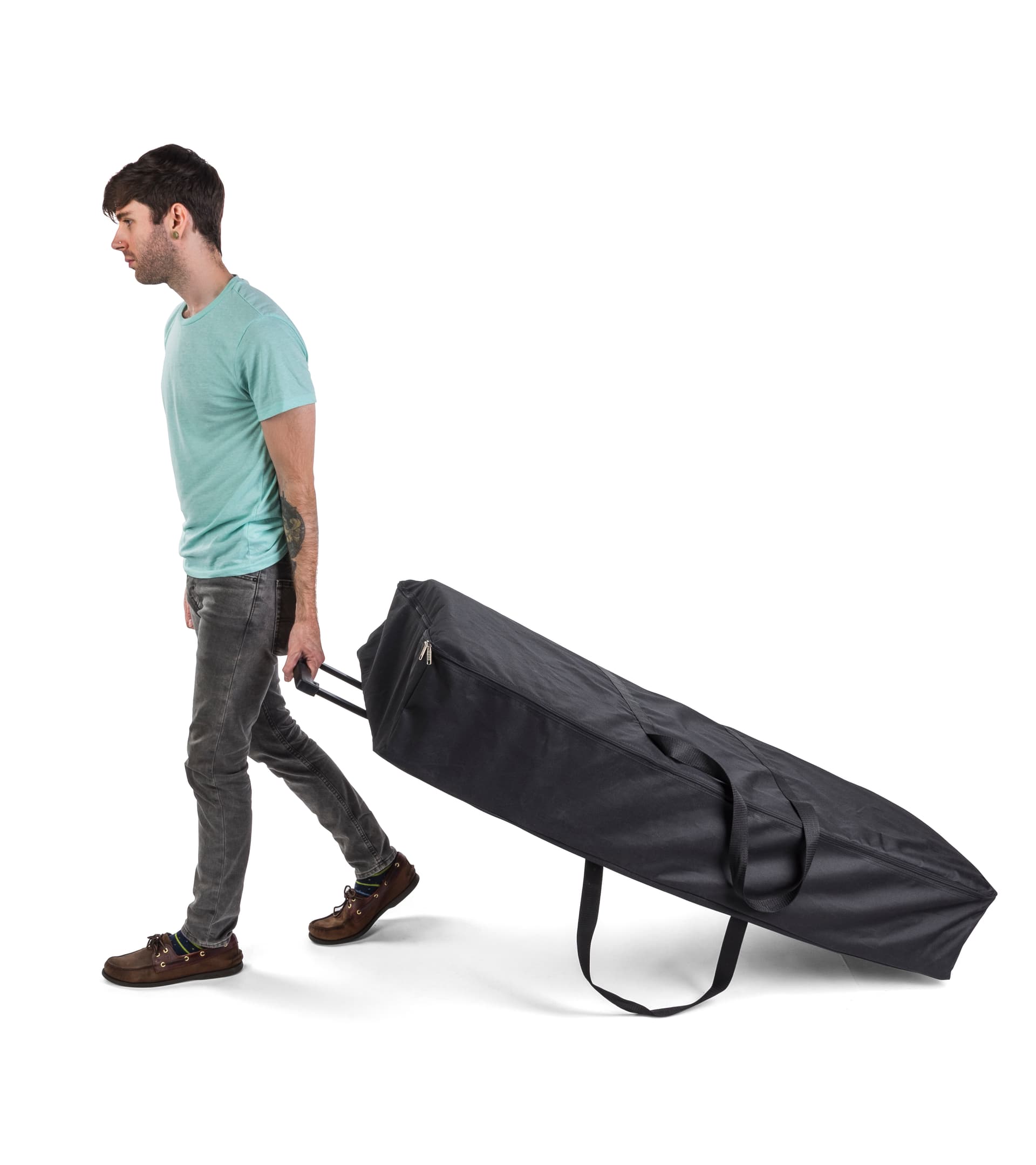 Rolling portable floor tile transport case for easy booth setup