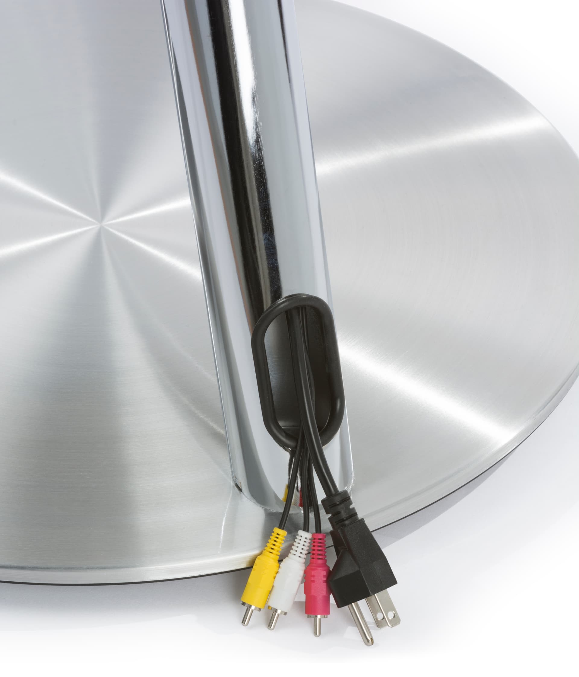 Chrome Floor Standing TV Mount, Integrated Cable Management