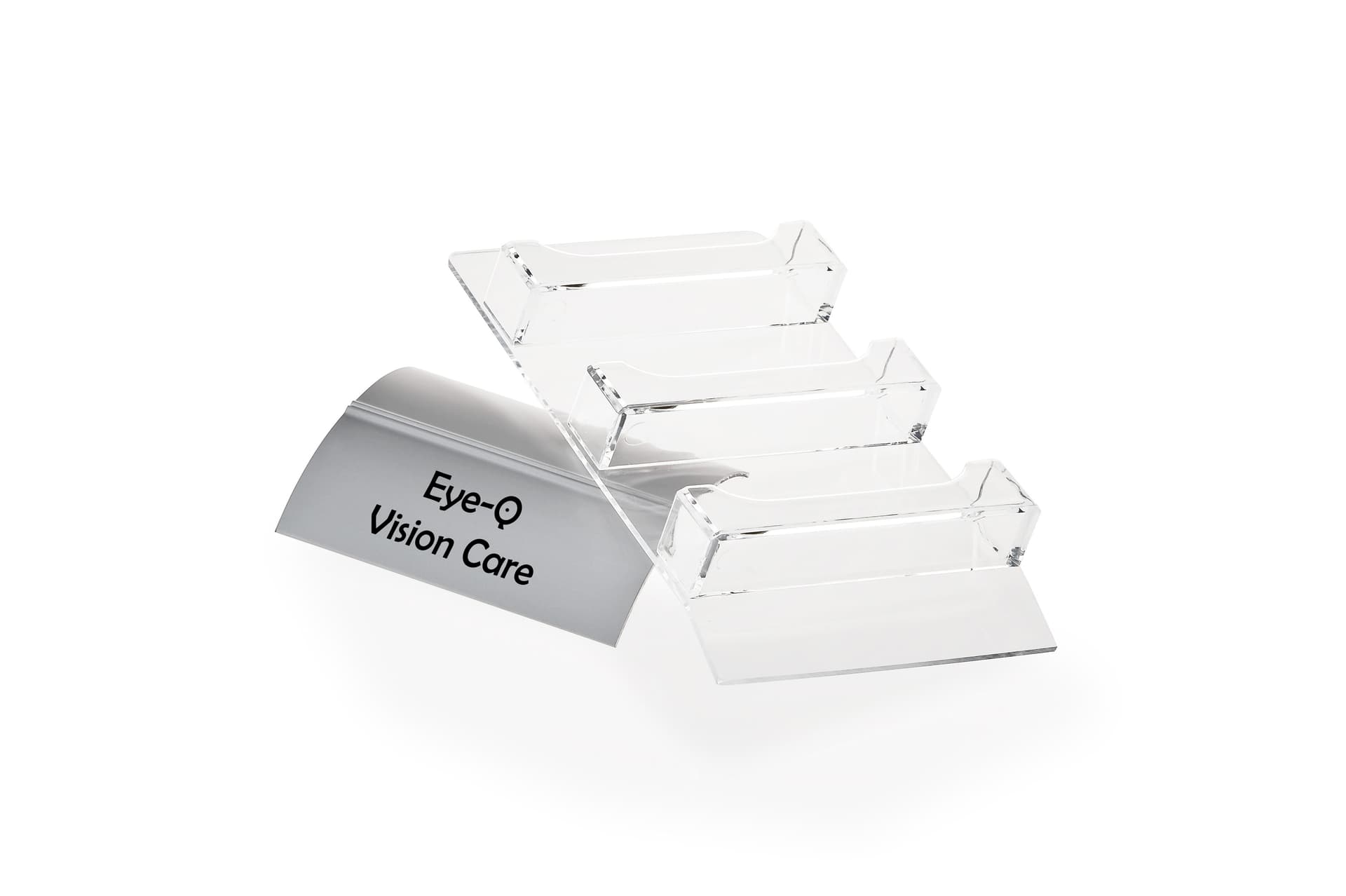3-Pocket Card Display with Printed Logo on Aluminum Base