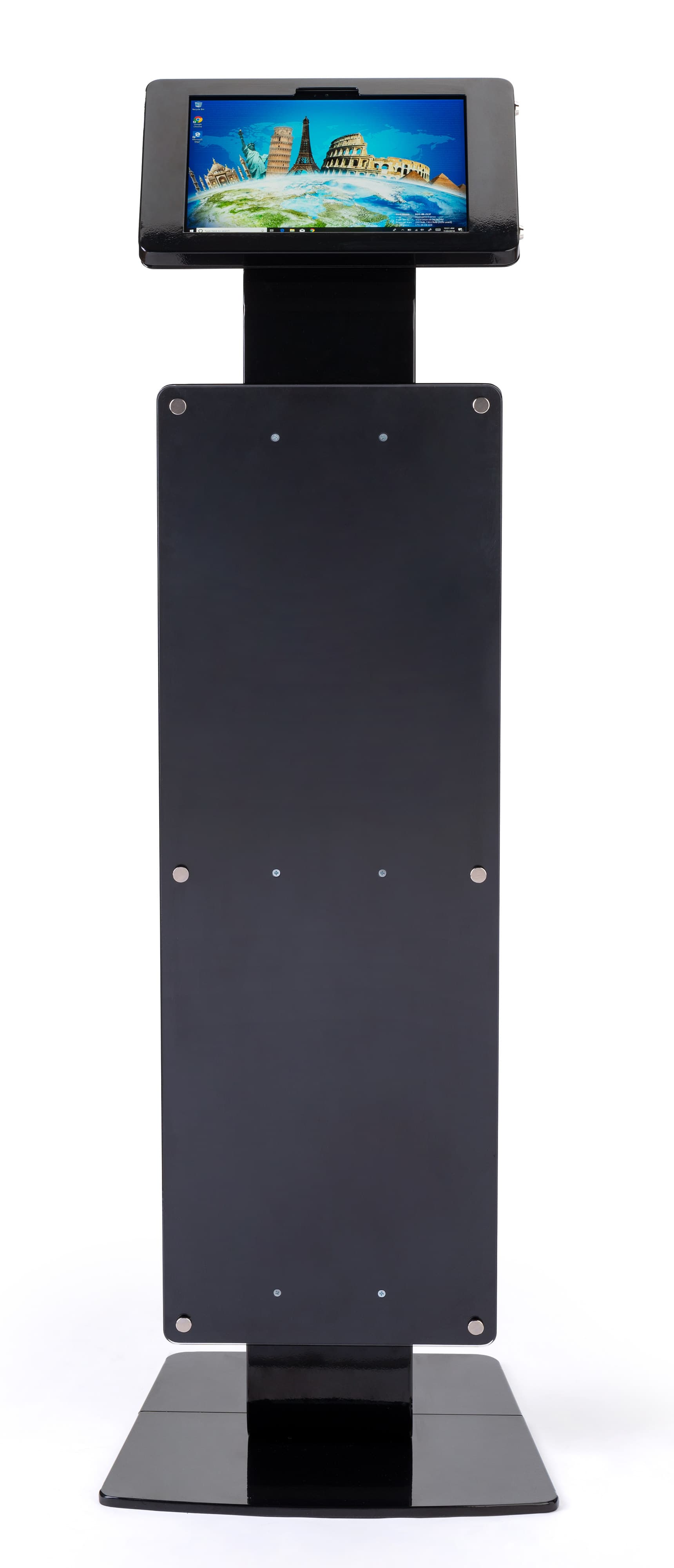 Microsoft Surface kiosk stand with graphic and locking enclosure