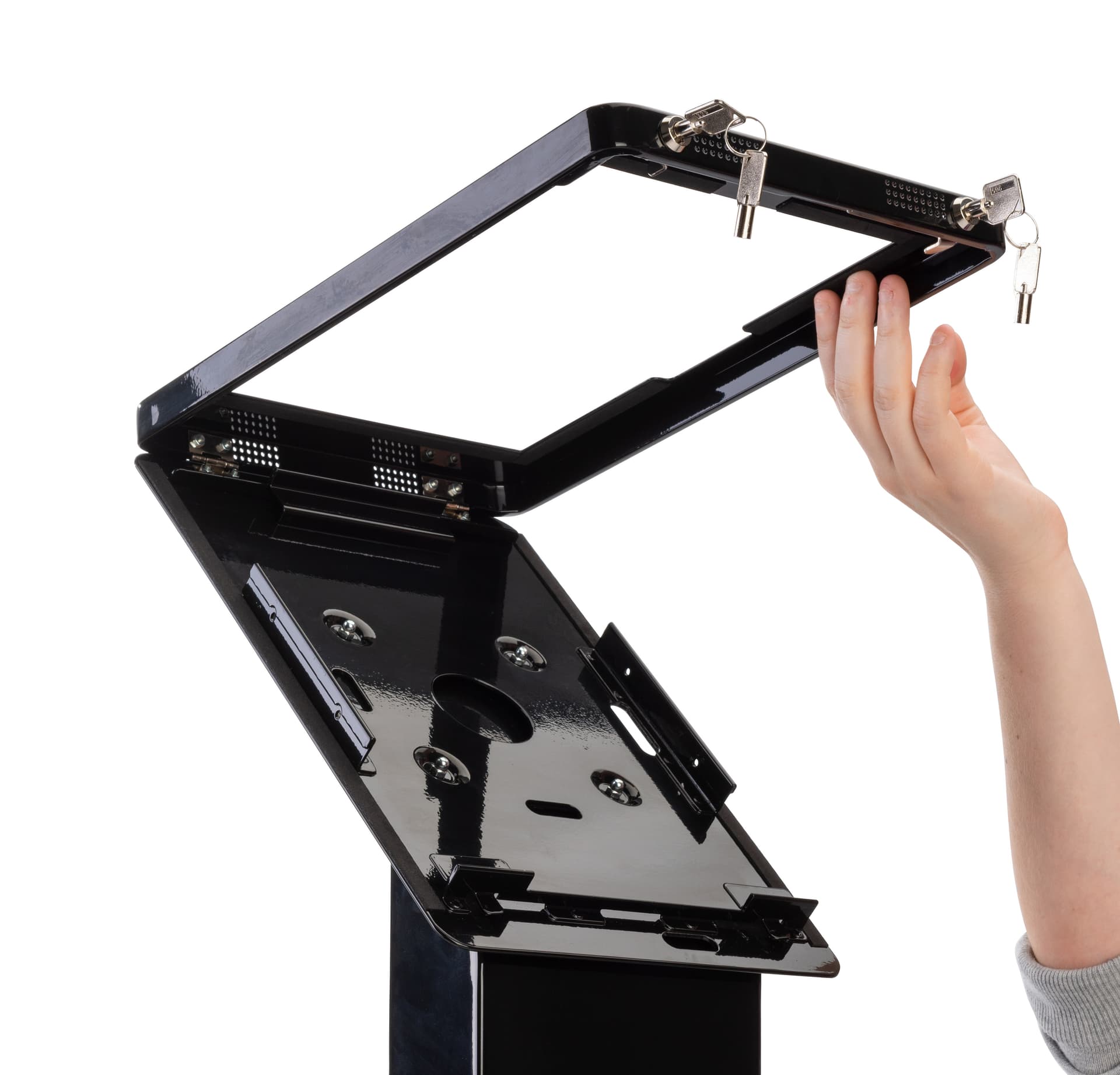 Microsoft Surface kiosk stand with graphic and dual safety locks