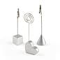 5-1/8" Place Card Holders with 3 Base Shapes, 2 Clip Styles, Set of 60 - Silver