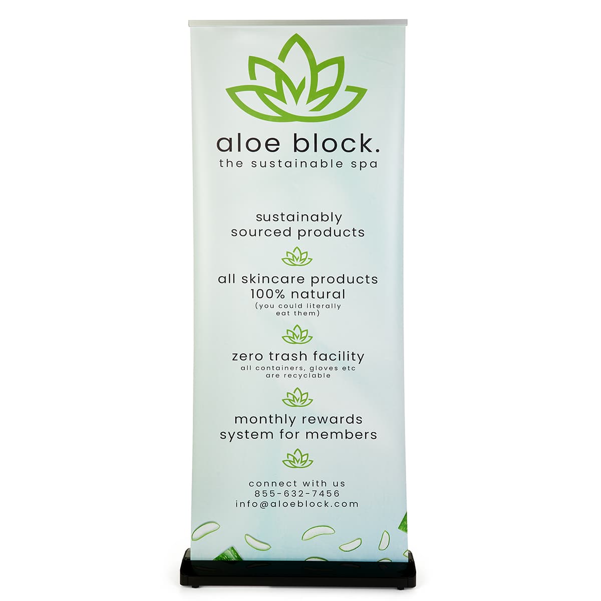 Custom printed swap-out retractable banner with black base