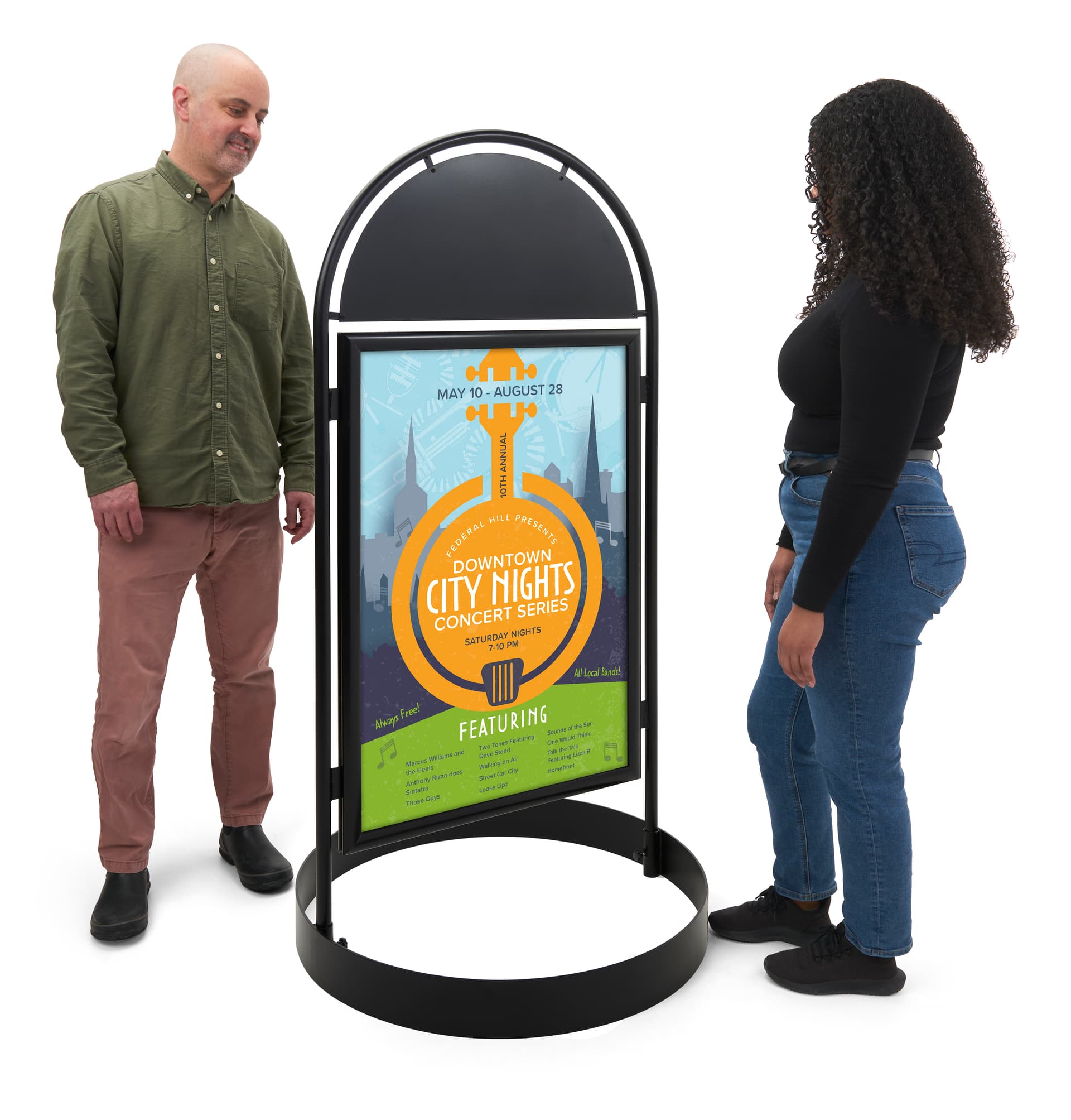 Pavement sign with header and portrait orientation