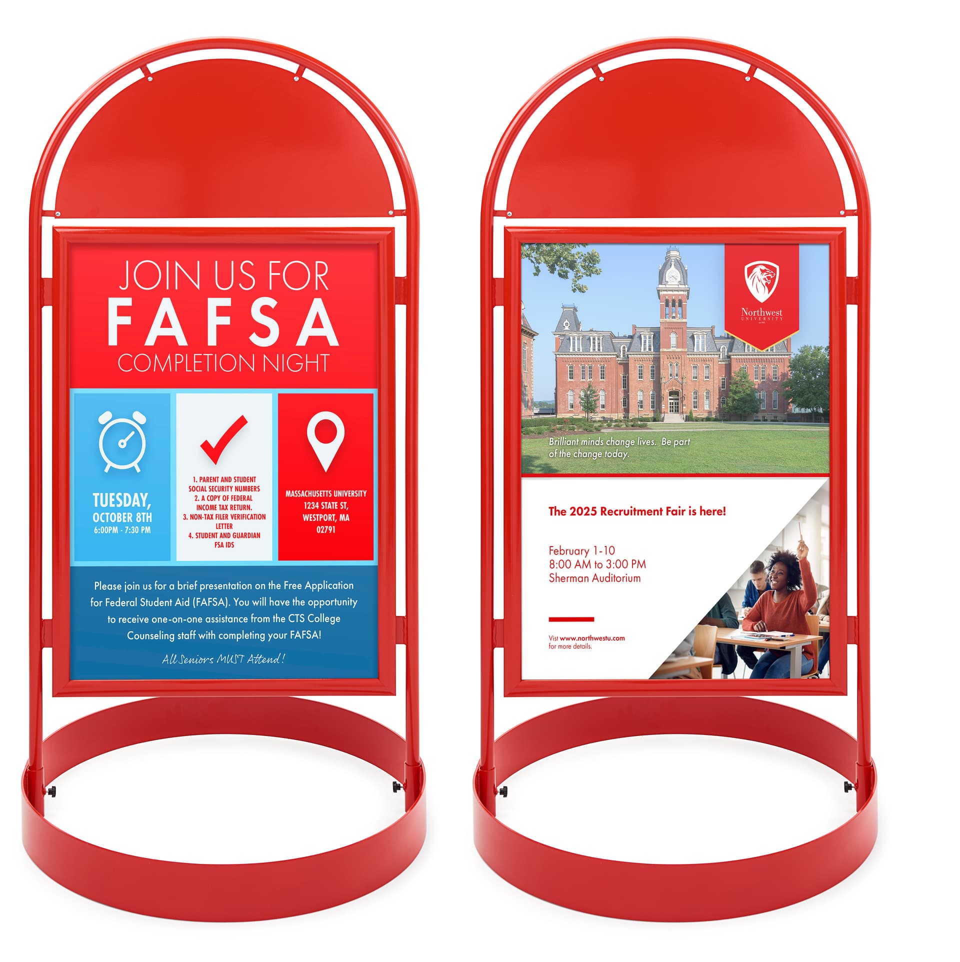 Pavement sign with header and 24 x 36 snap frames 