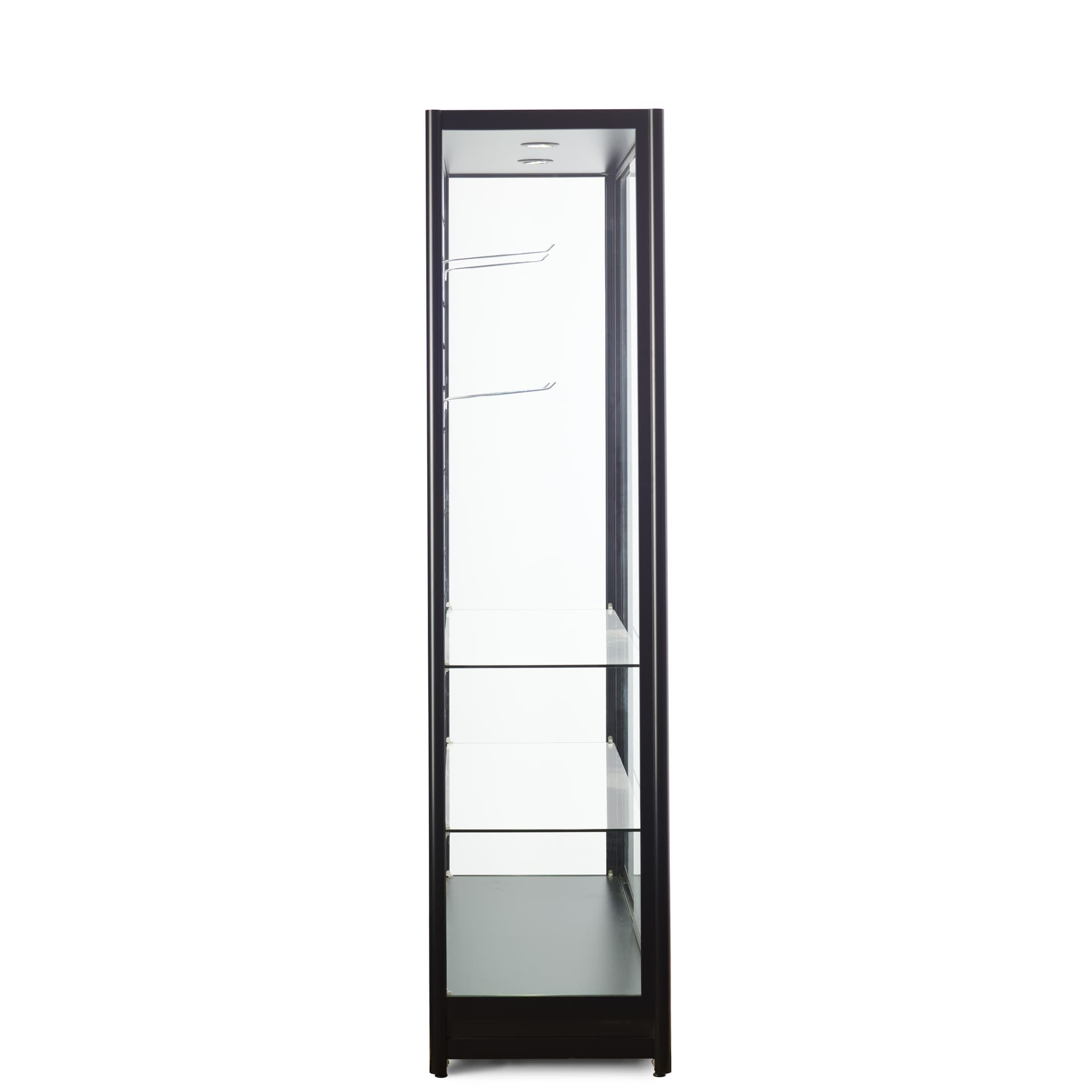 Slatwall display case with black frame