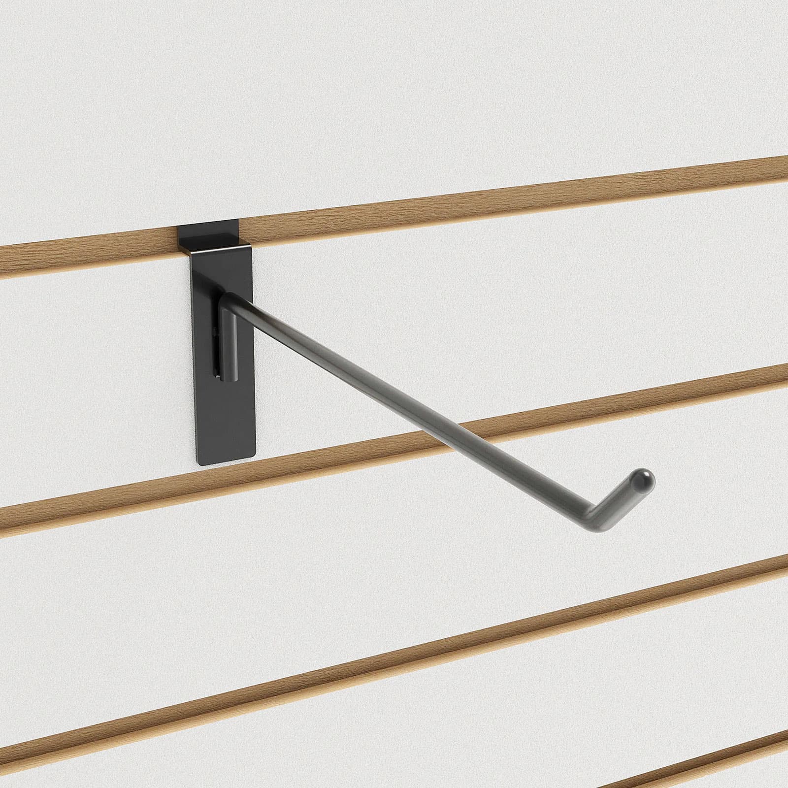 Slatwall hooks are compatible with standard slatwall channels