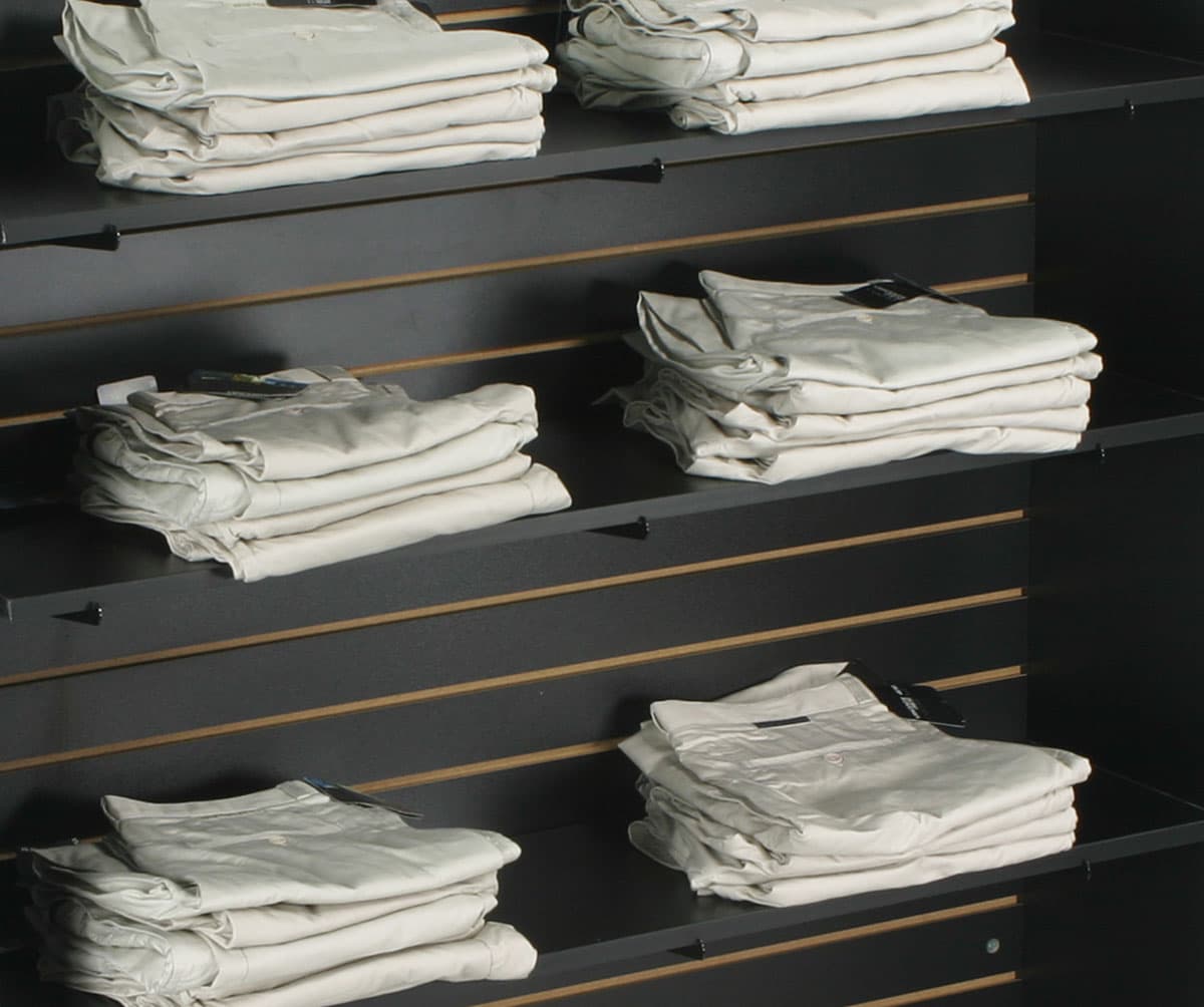 Slat wall shelf for retail