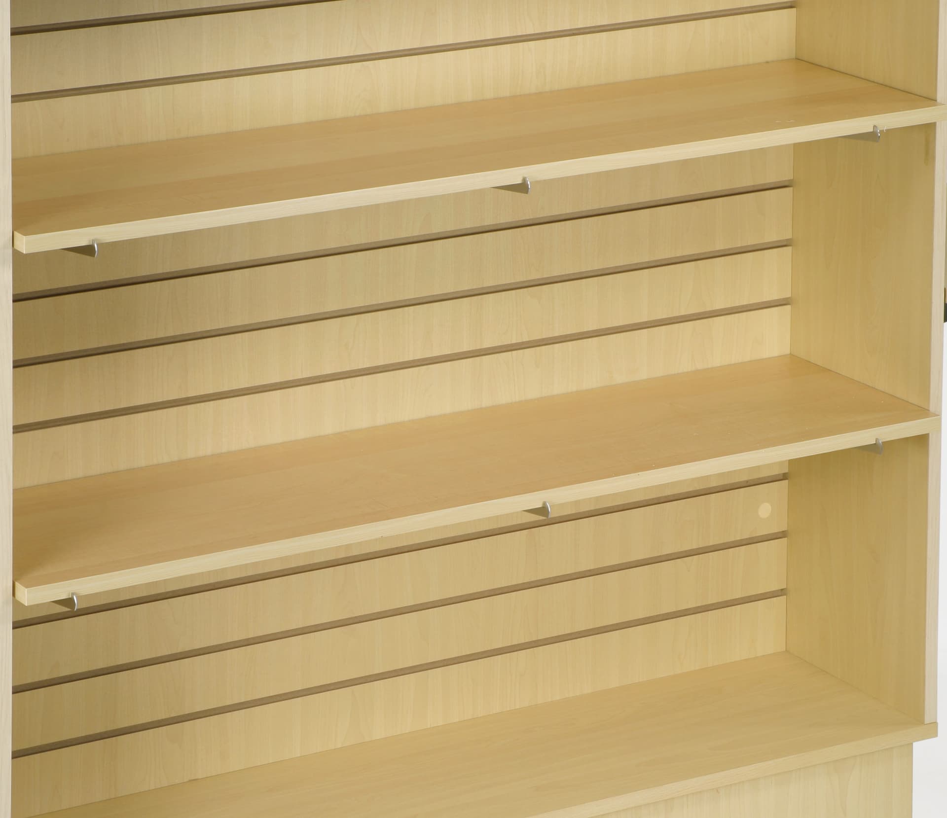 maple slat wall shelving
