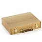 Wood Art Box with (6) Compartments, Art Palette Holder, and Leather Handle - Natural