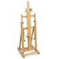 Wood Art Easel for Floor with Tilt, Adjustable Support Bar and Top Clamp, Natural