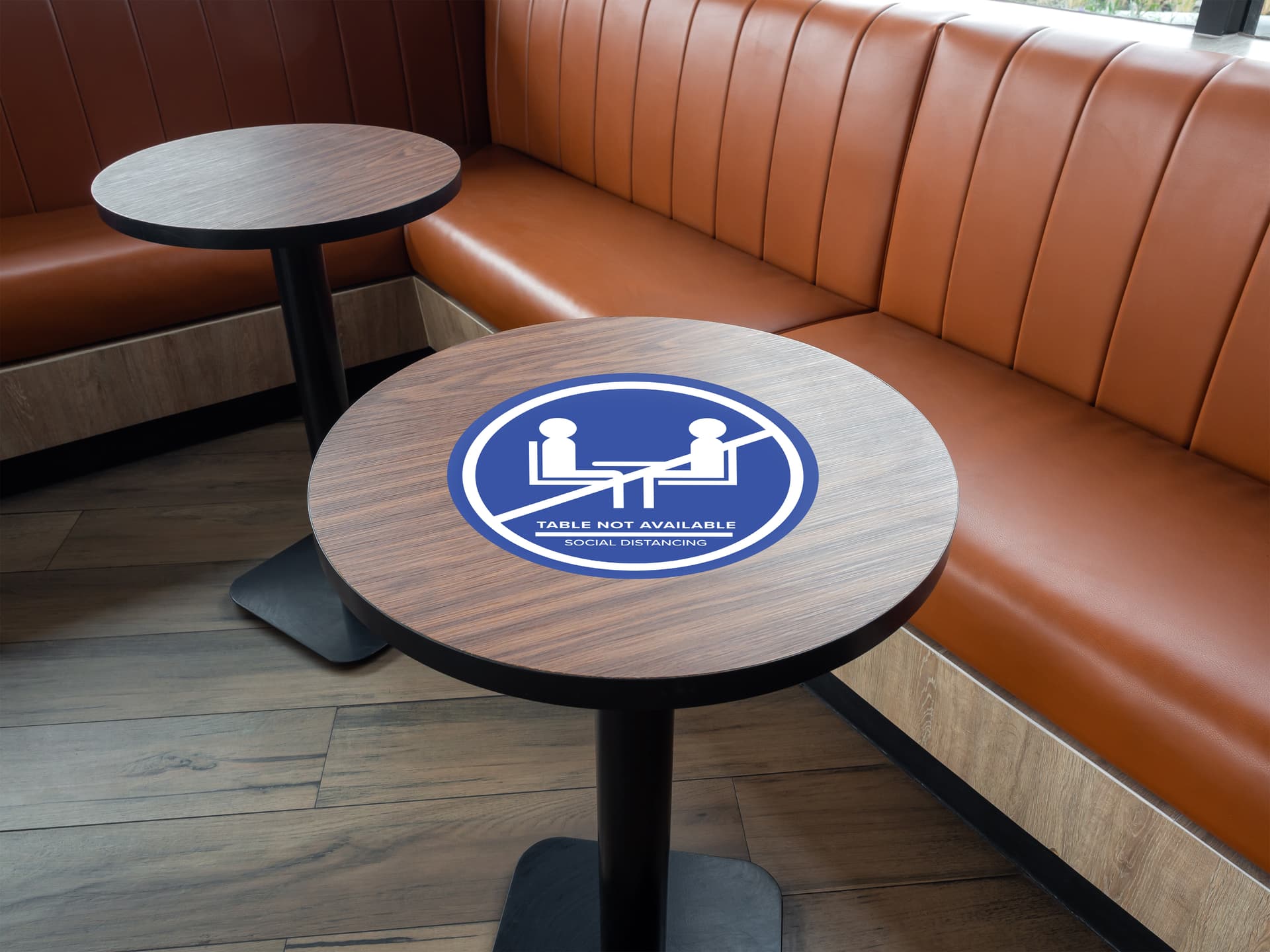 Social distance table markers with 14 inch pre-printed graphic
