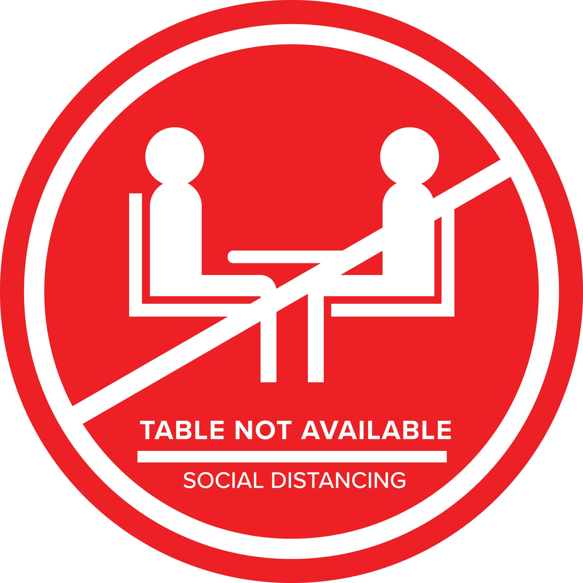 Red social distance table markers with spill-proof material 