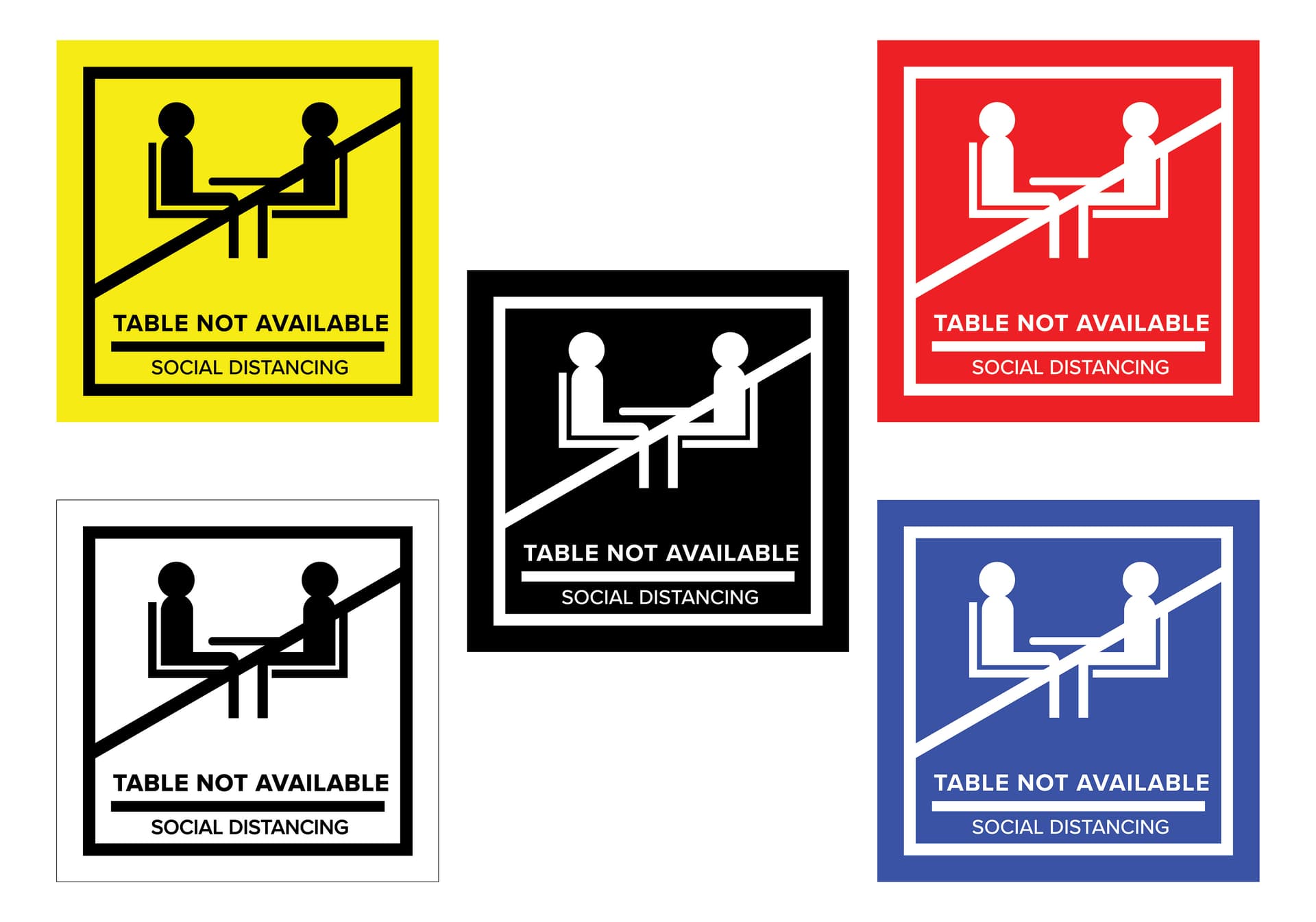 No seating table sticker with self-adhesive backing