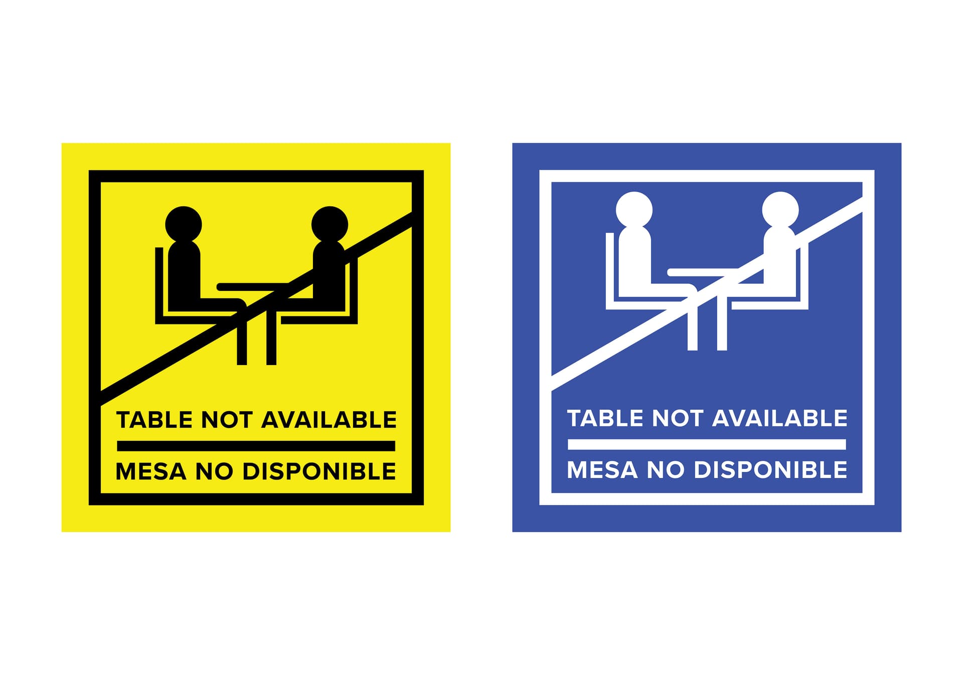 No seating bilingual table top sticker