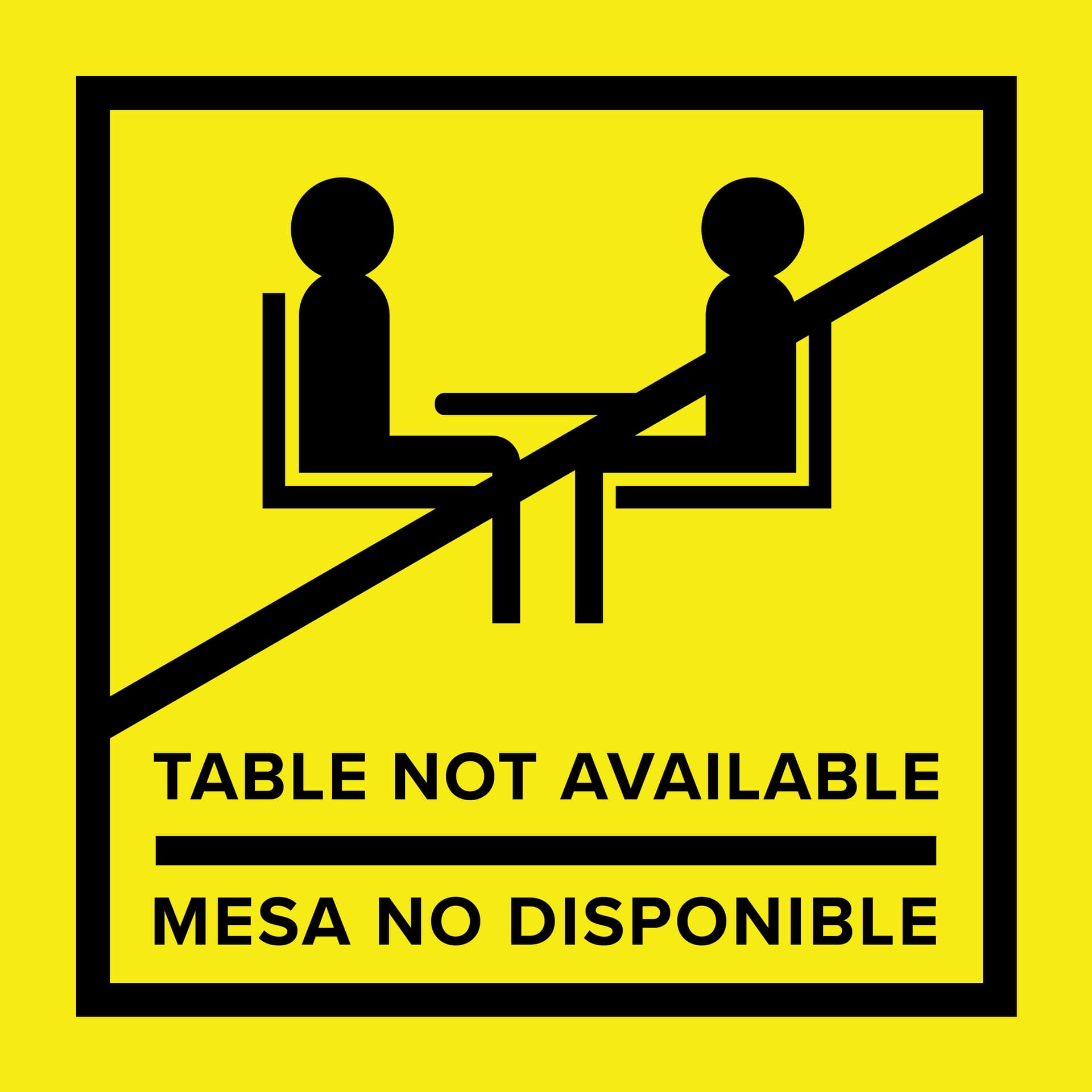 Yellow vinyl no seating bilingual table top sticker