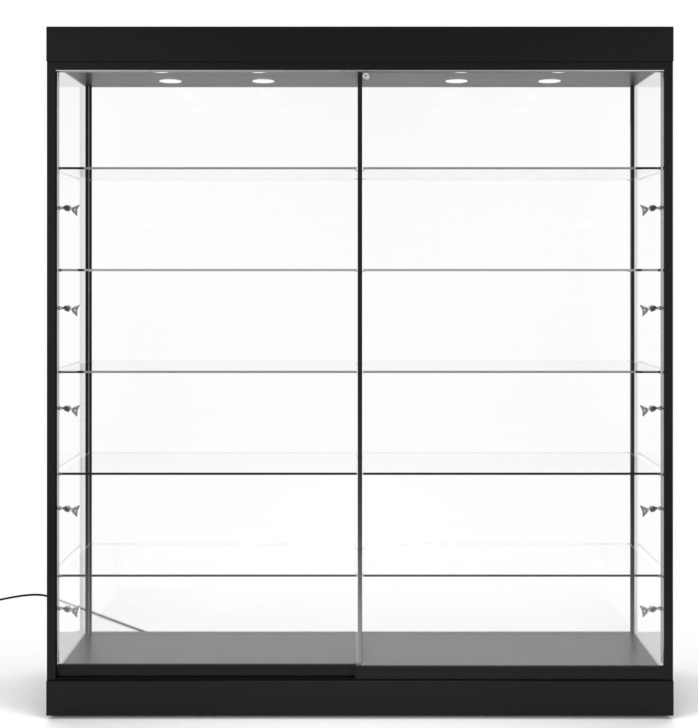 Glass showcase cabinet with tempered glass shelves