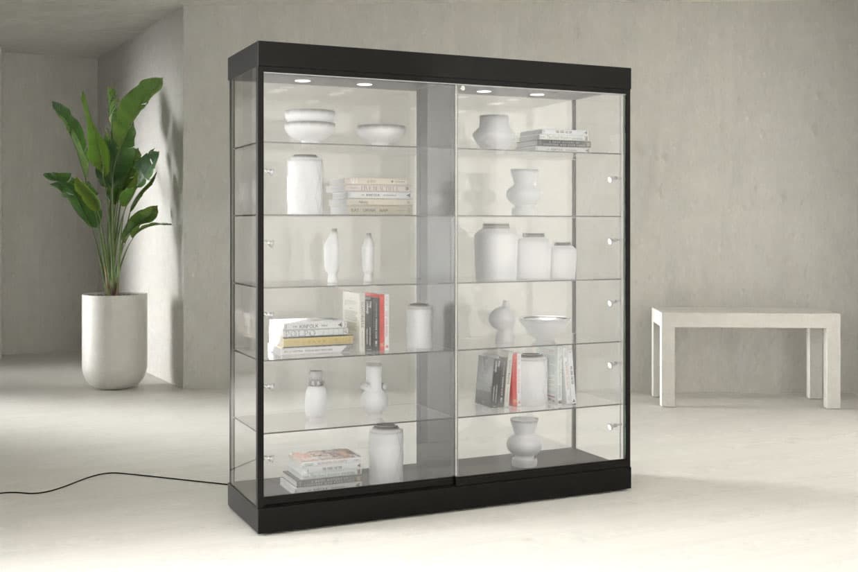 Glass showcase cabinet with overall height of 72 inches 