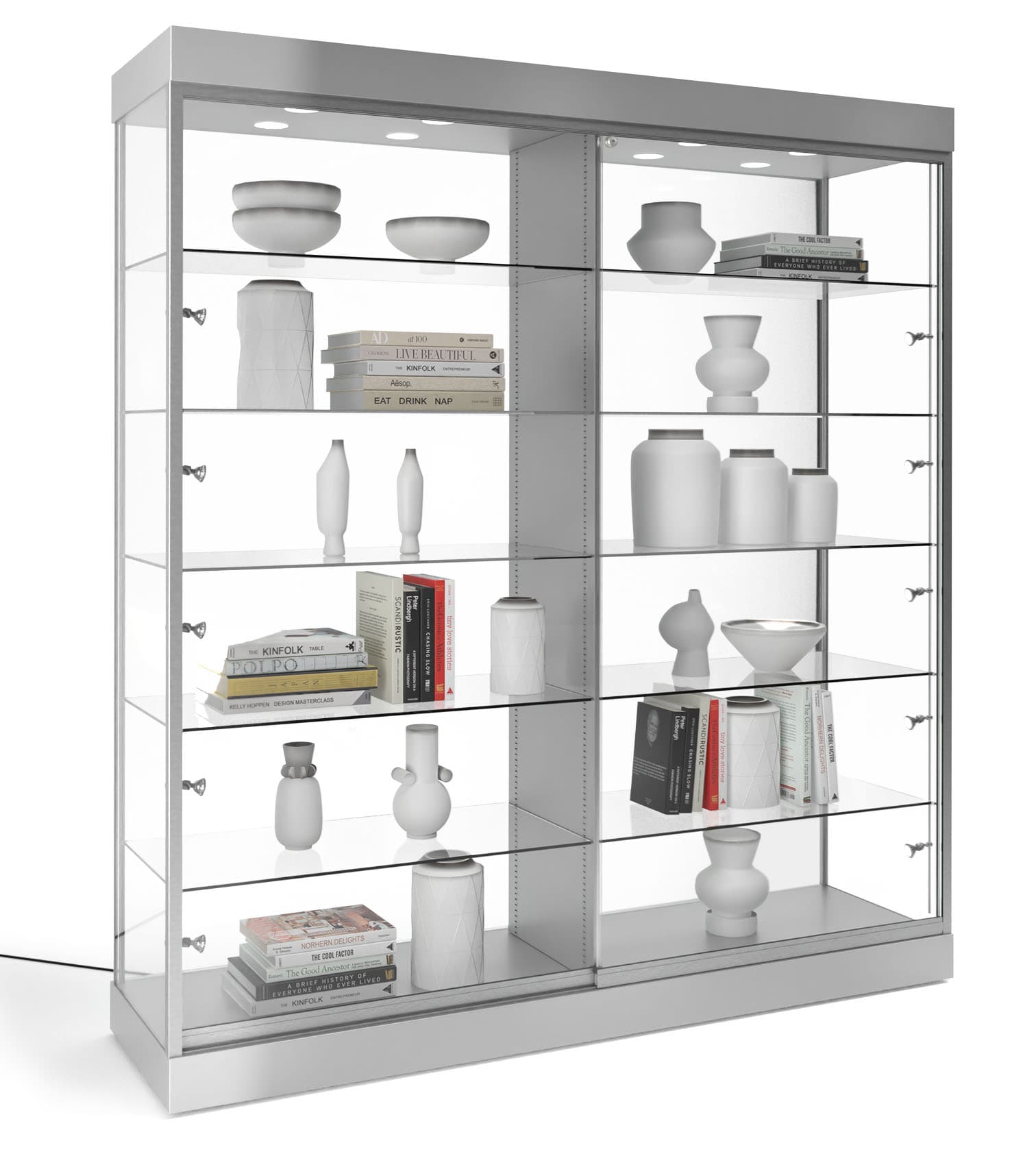 Glass showcase cabinet with locking door
