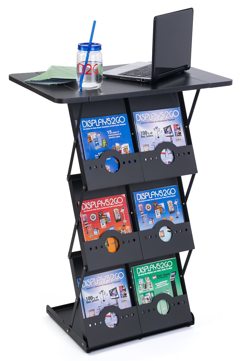 Collapsible Magazine Counter with 6 Literature Pockets