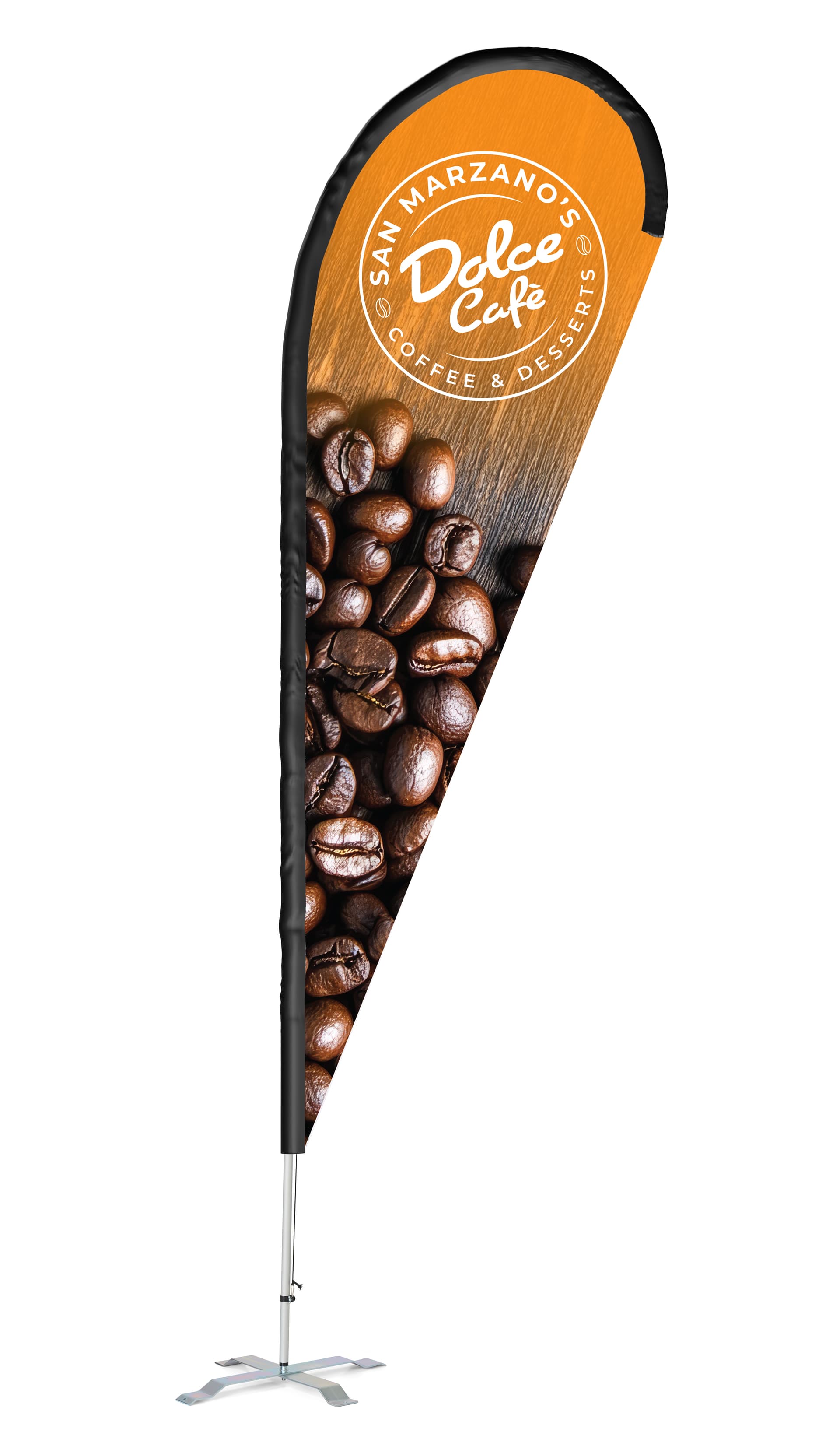 Teardrop Advertising Flag features your custom artwork