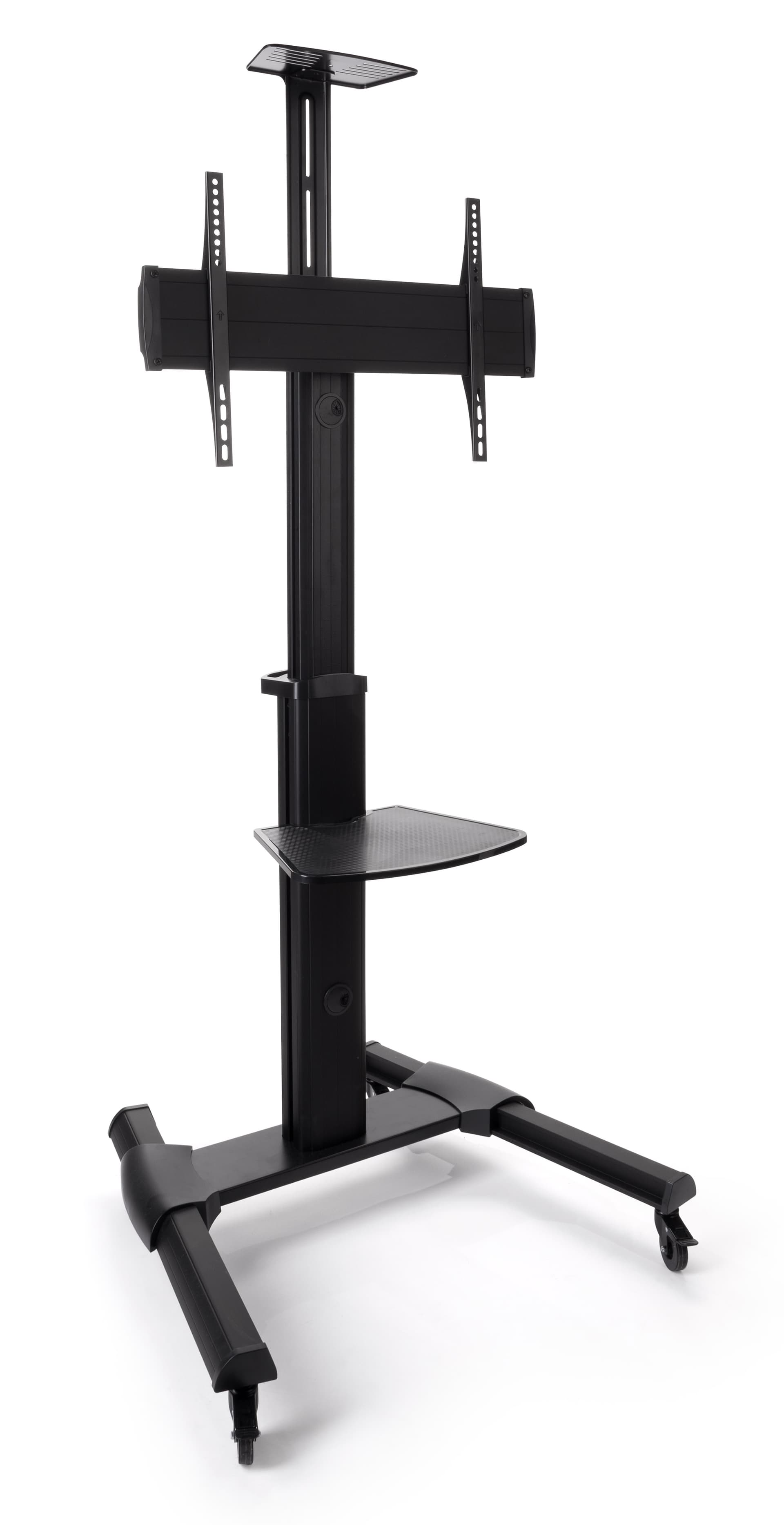 Widescreen monitor stand on wheels with locking casters