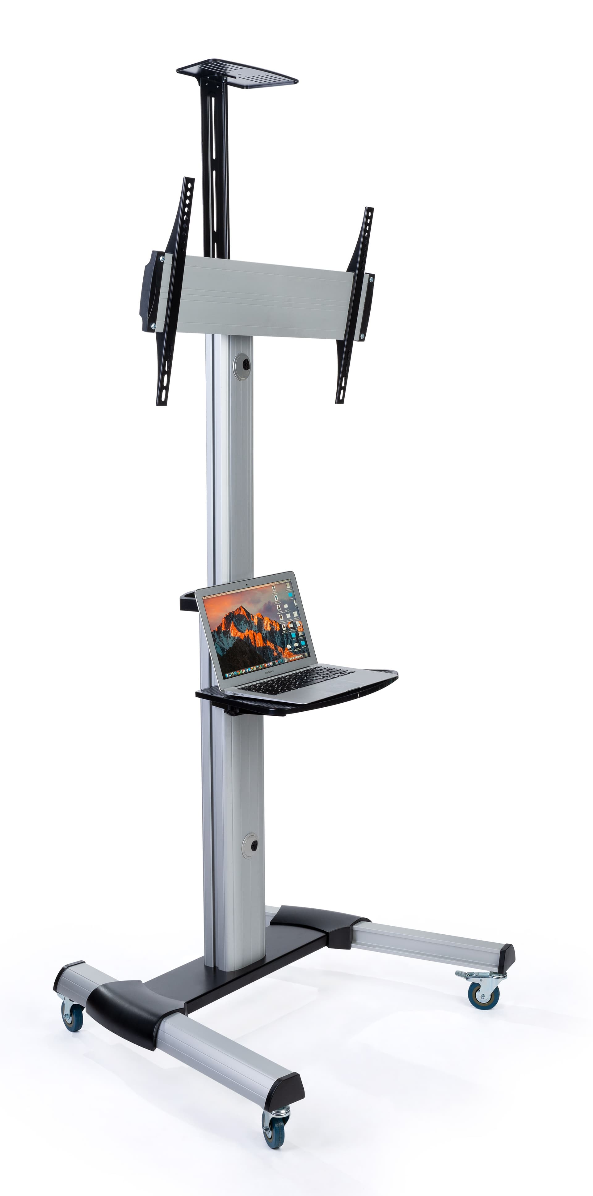Rolling TV stand  for flat screen TV with accessory shelf