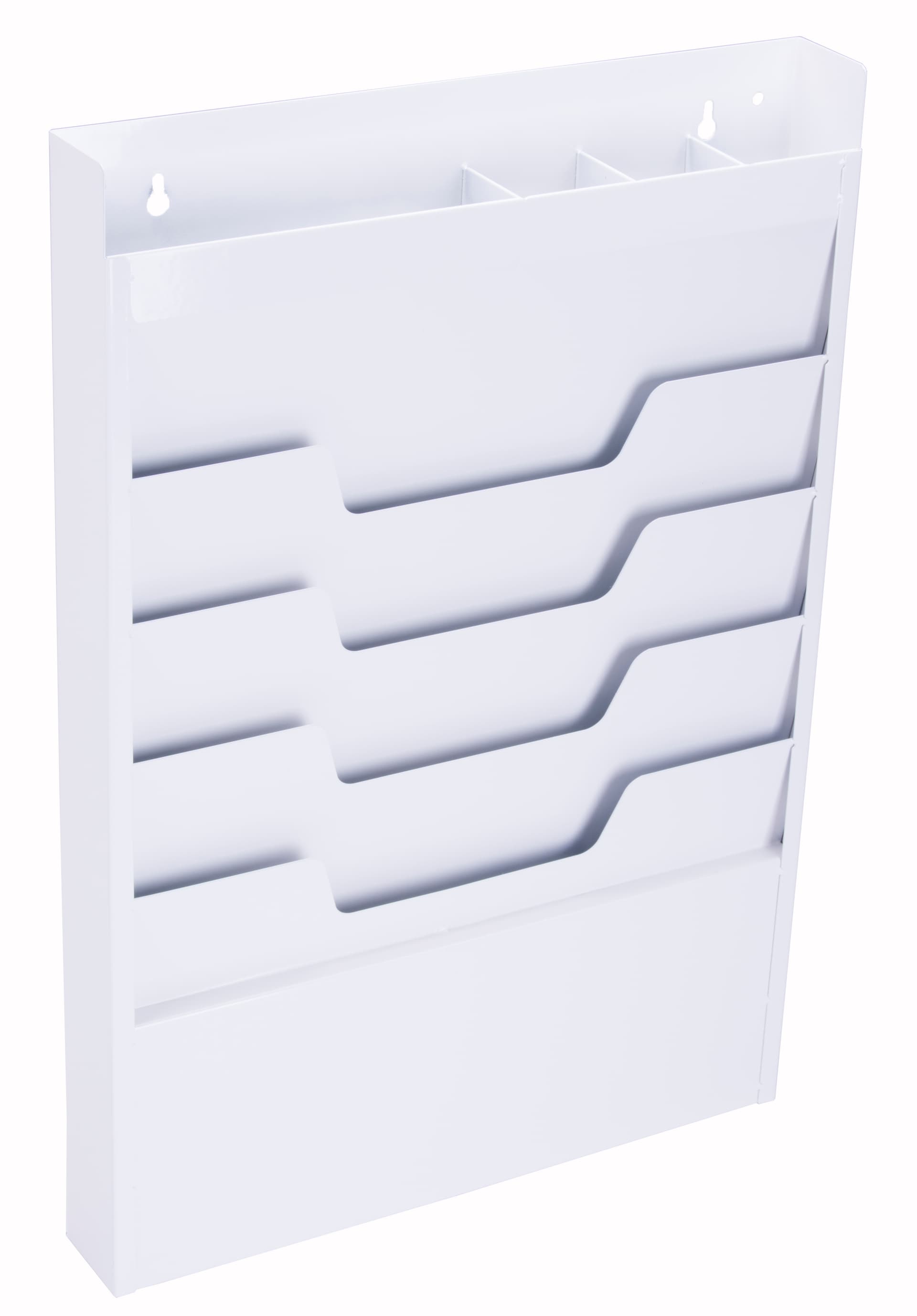 White Wall File for Hanging, 4 Pockets & Top Cubby