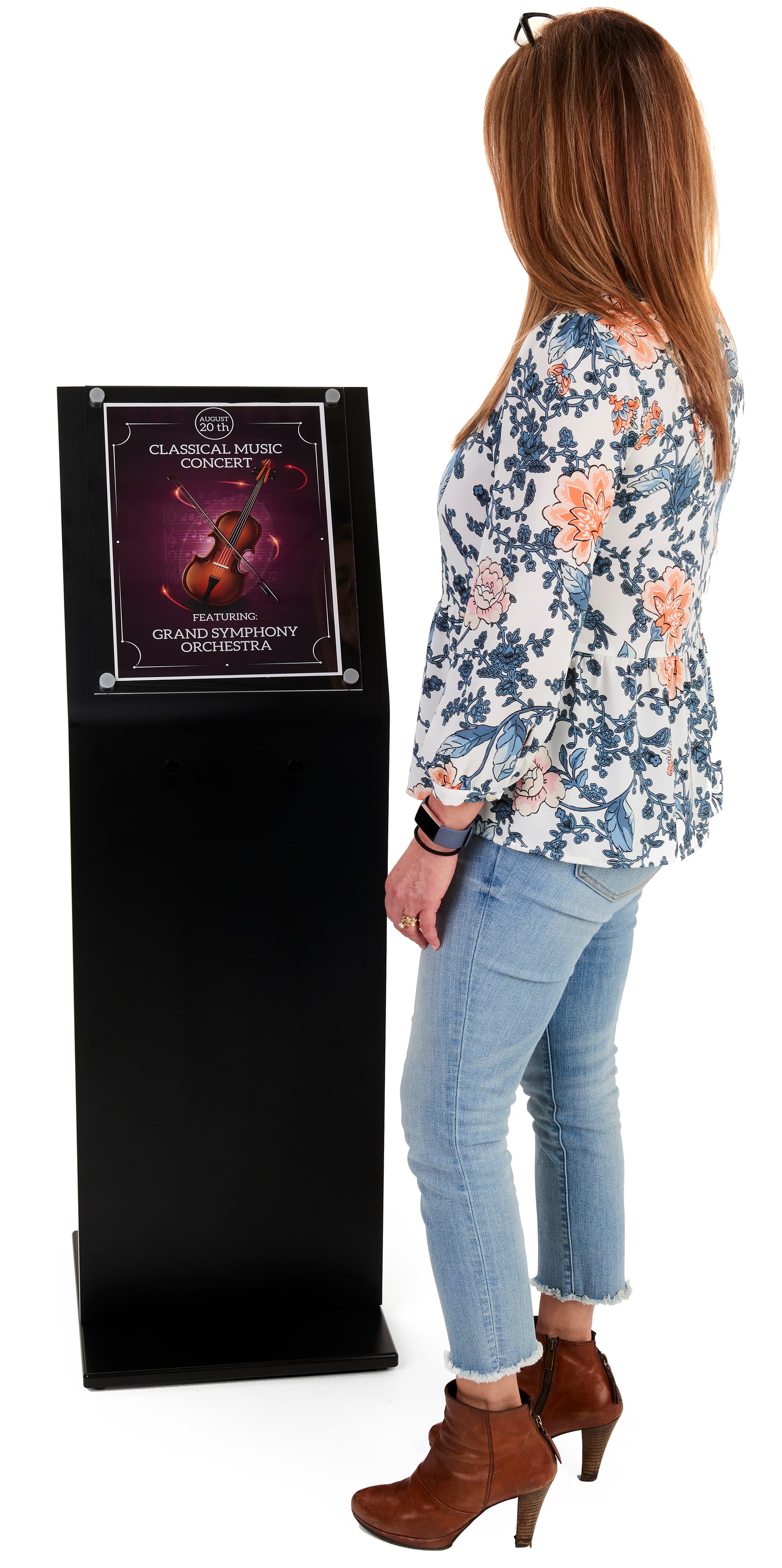 Large Black Laminate Sign Stand Measures 15 Inches Wide by 47 Inches Tall 