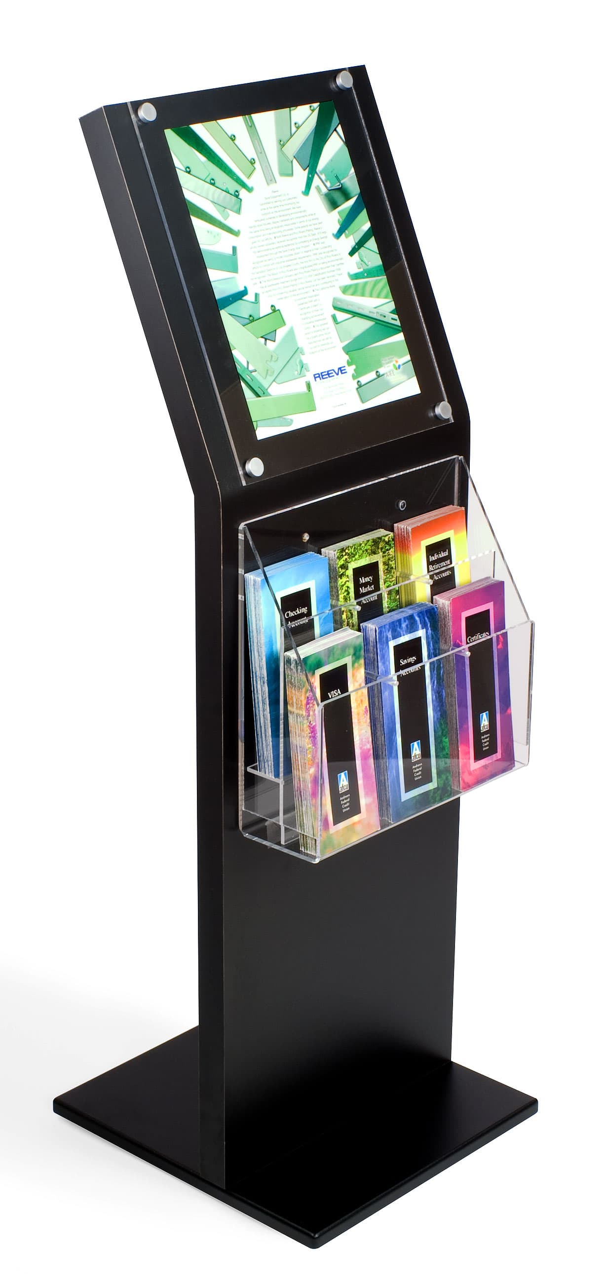 Literature Stand: Black w/2 Tiered 6 Pockets
