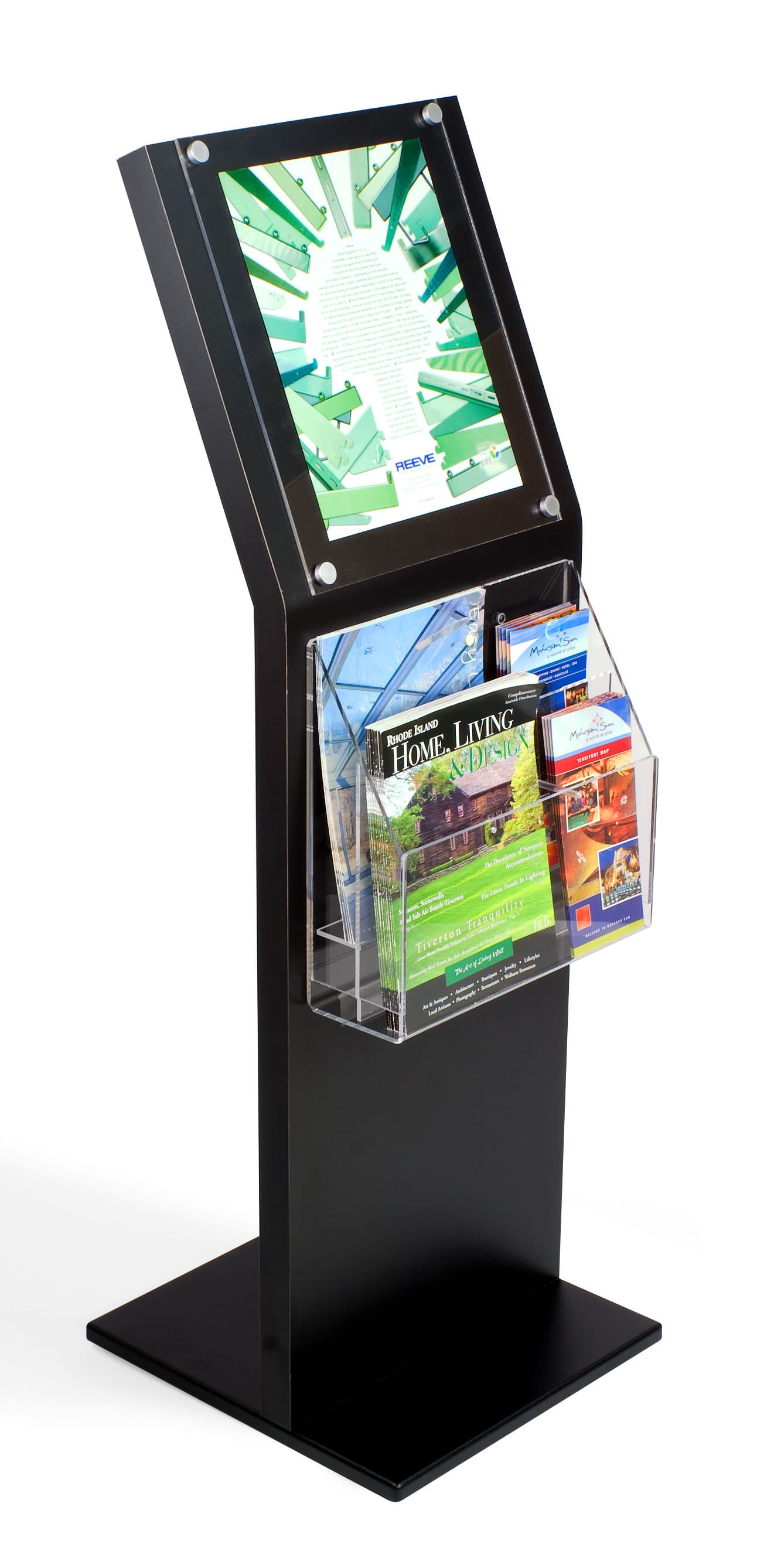Literature Stand: Black w/2 Tiered 6 Pockets