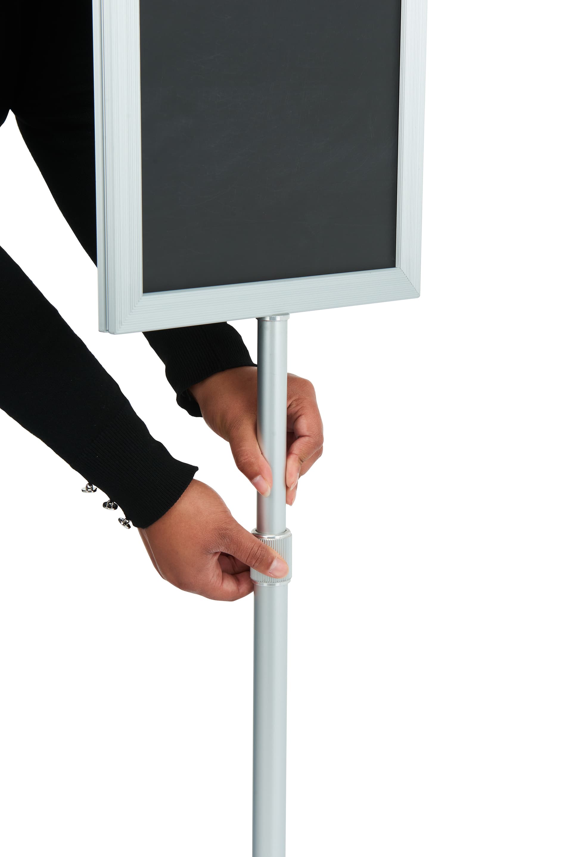 Sign frames with telescoping poles 