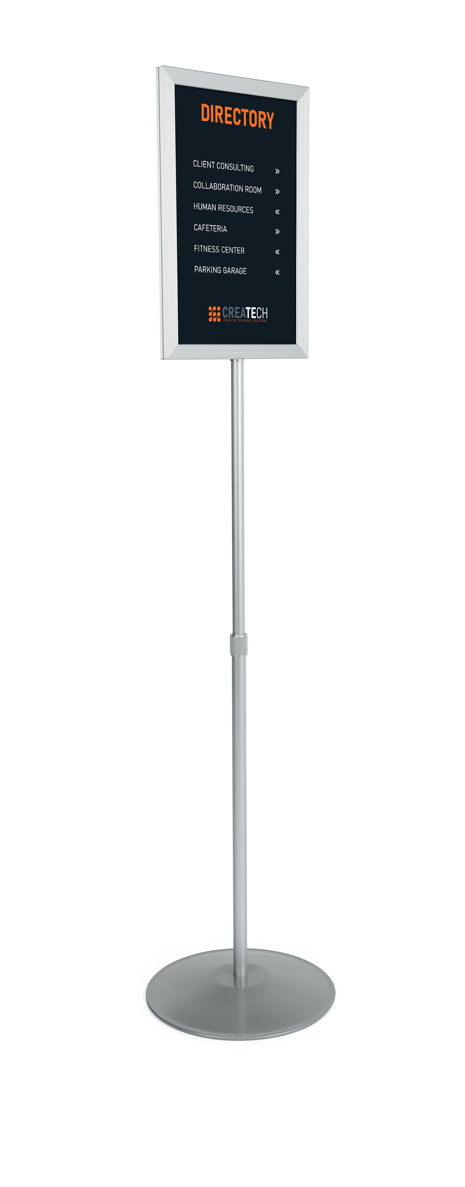 Sign frames with telescoping pole