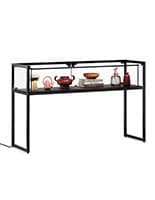 59"w Tempered Glass Display Case, LED Light Strip, Locking Door - Black Showcase table with back opening