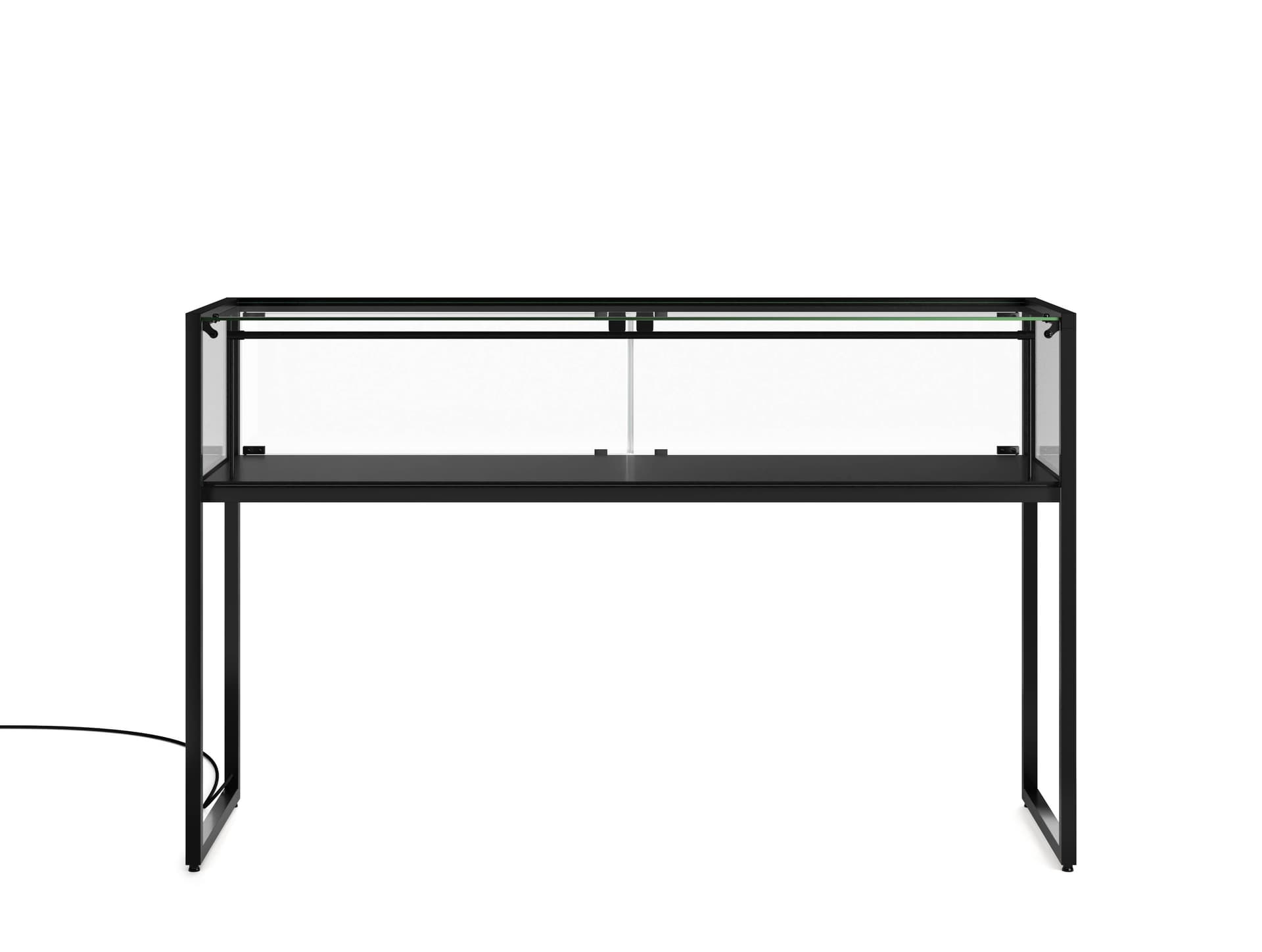 Showcase table measures 59 inches wide 