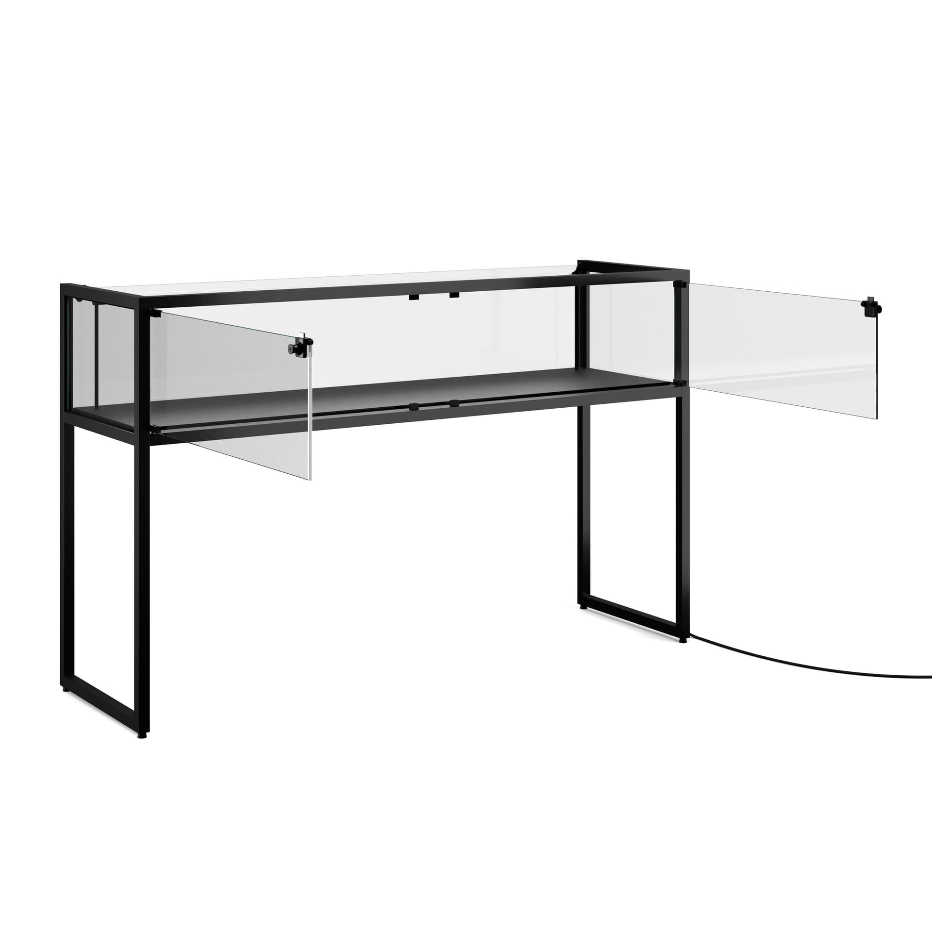 Showcase table with black iron frame 
