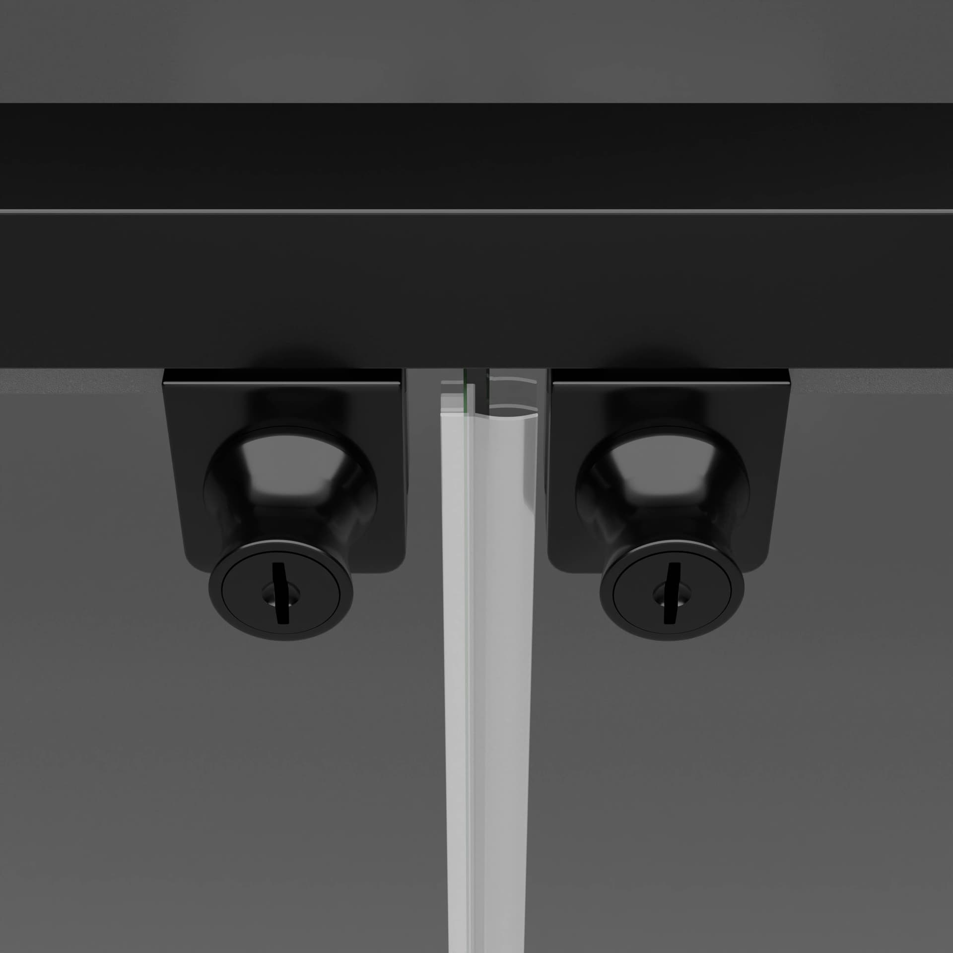 Showcase table with locking doors for added security 