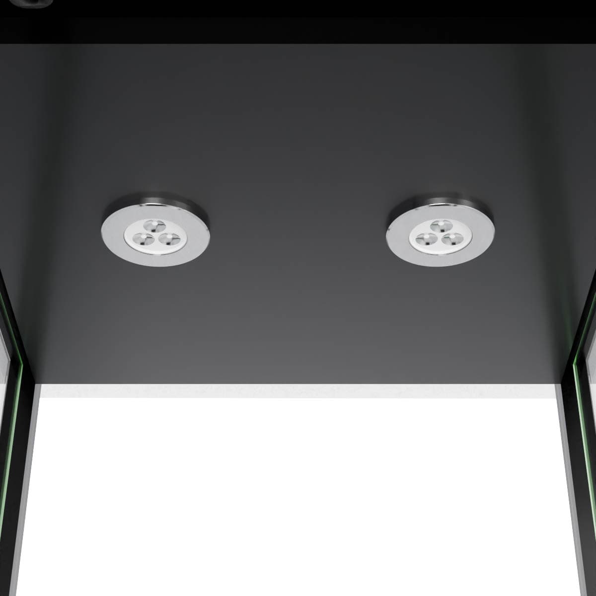 Glass display cabinet with interior LED lighting 