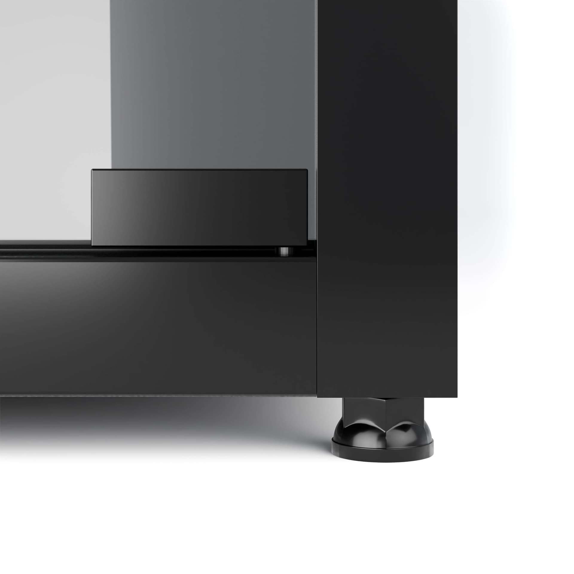 Glass display cabinet with rubber feet 