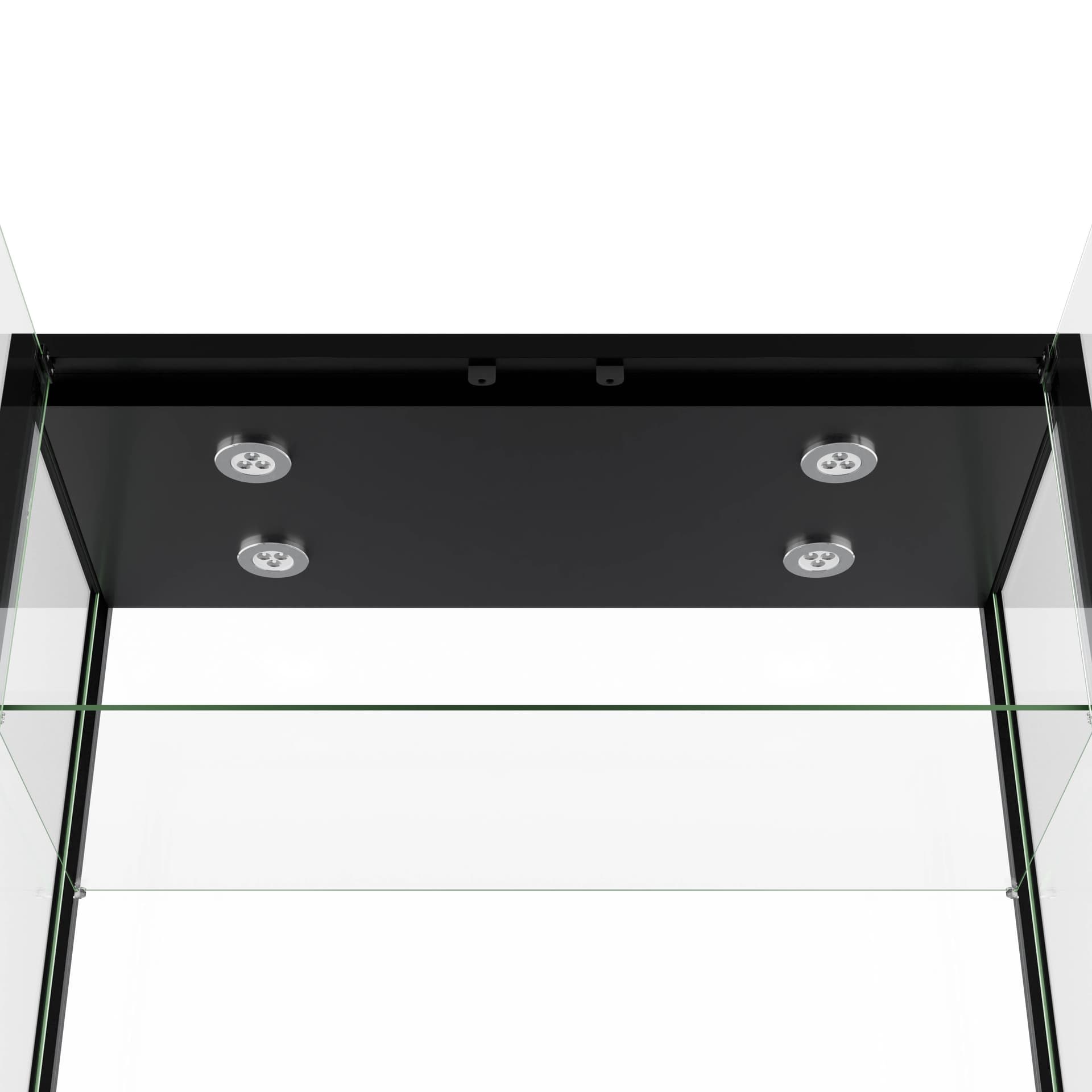 Locking glass display cabinet with interior LED lighting 