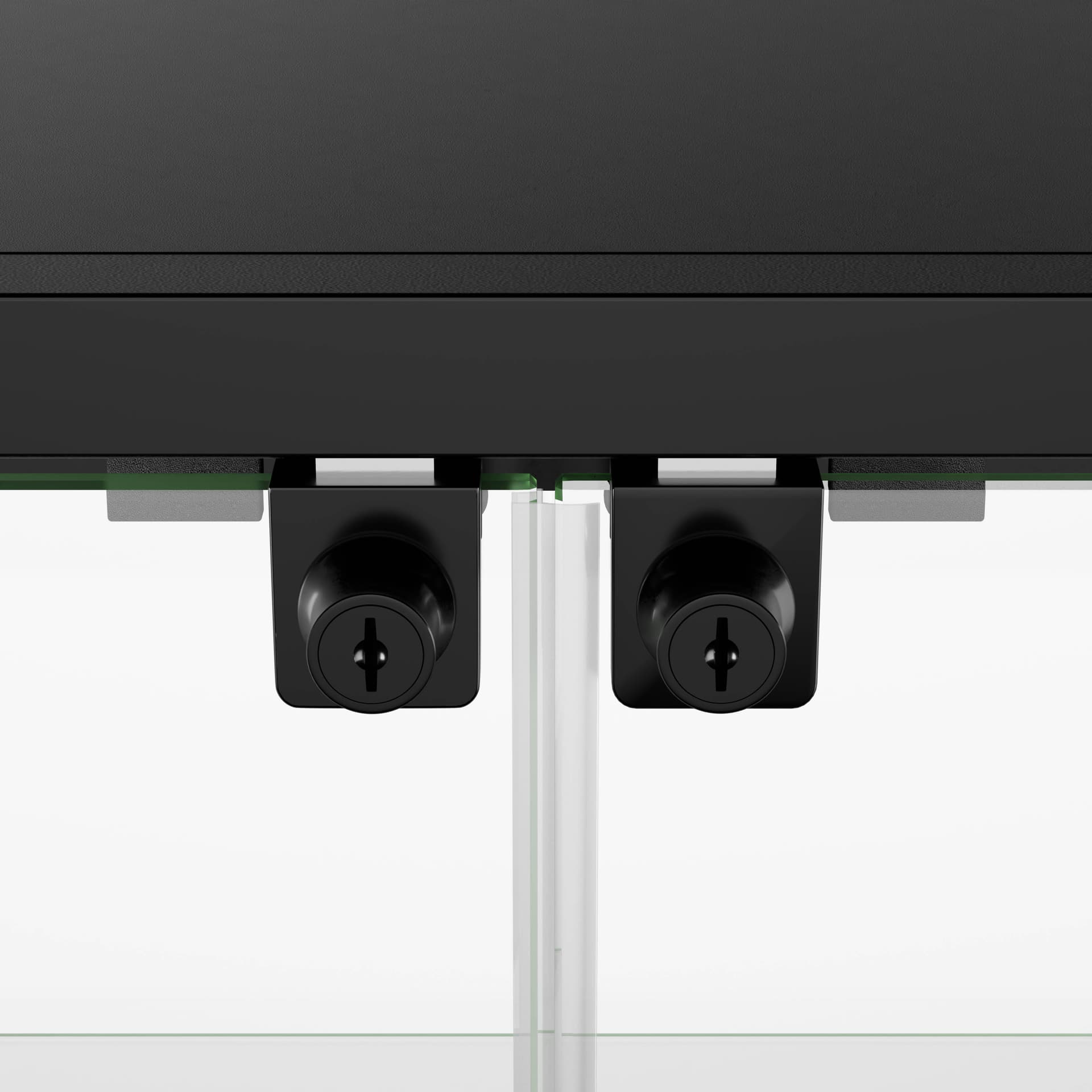 Locking glass display cabinet with 24 pound weight capacity per shelf 