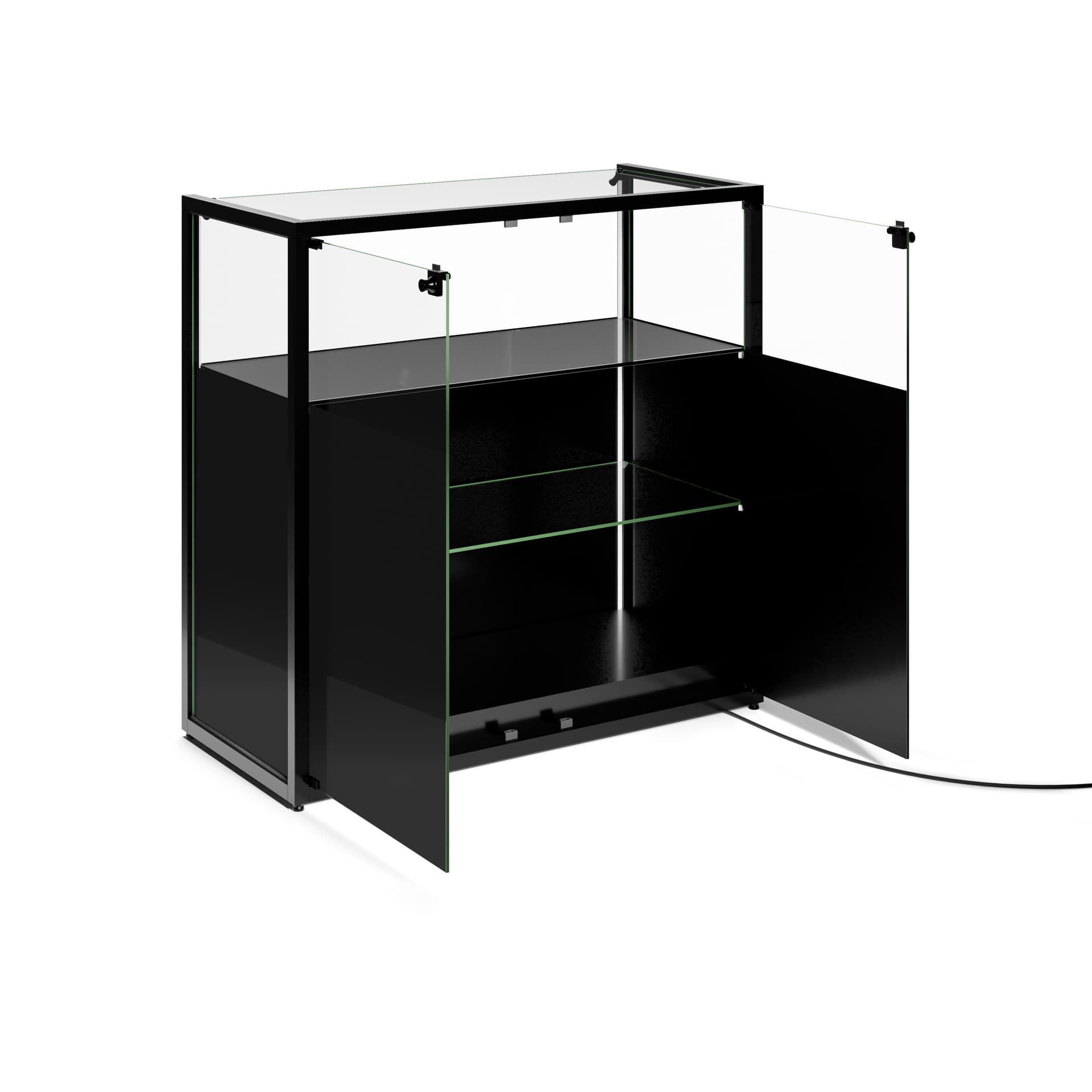 Showcase table with rear storage cabinet 